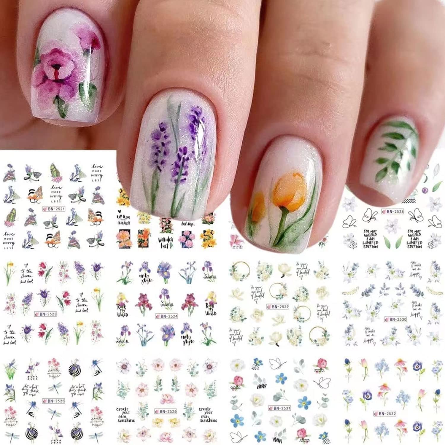 50 Pretty Floral Nail Designs : Flower Sheer Nude Acrylic Nails I Take You  | Wedding Readings | Wedding Ideas | Wedding Dresses | Wedding Theme