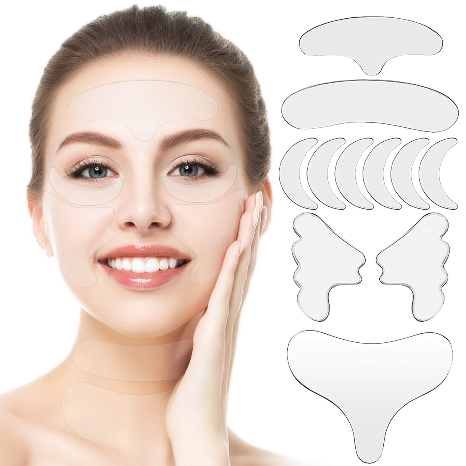 11PC Anti-Aging Face Pads - Reduce Wrinkles & Folds Reusable Anti ...