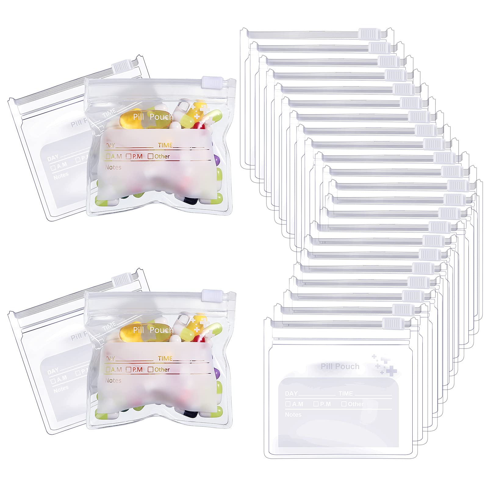 Pill Pouch Bags Zippered Pill Pouch Set Reusable Pill Pouches Clear Plastic Pill  Bags Self Sealing Travel Medicine Organizer Storage Pouches with Slide Lock  for Pills and Small Items (36)