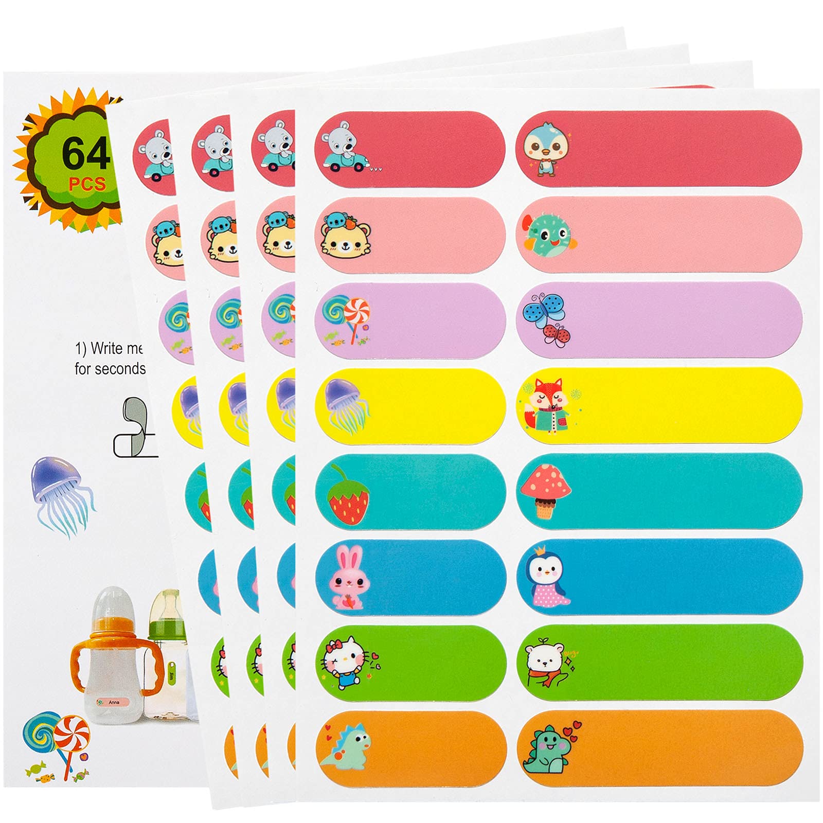 Baby Bottle Labels for Daycare 64 PCS School Supplies Name Label