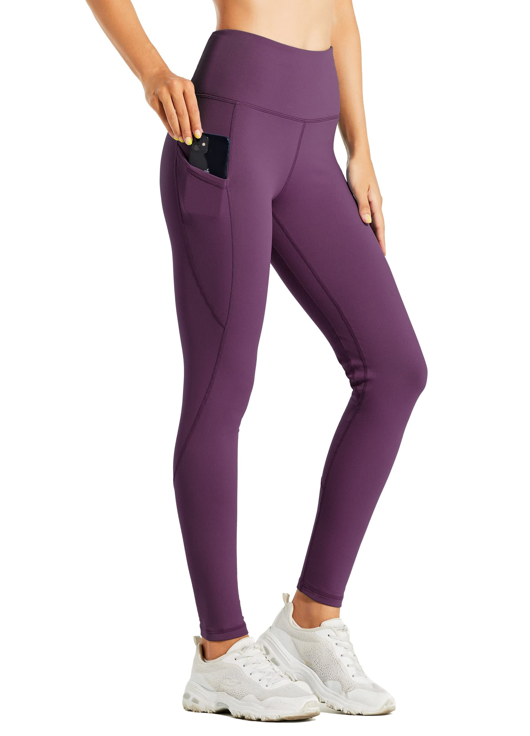 Willit Women's Fleece Lined Leggings Water Resistant Thermal Winter Pants  Hiking Yoga Running Tights High Waisted Purple Medium