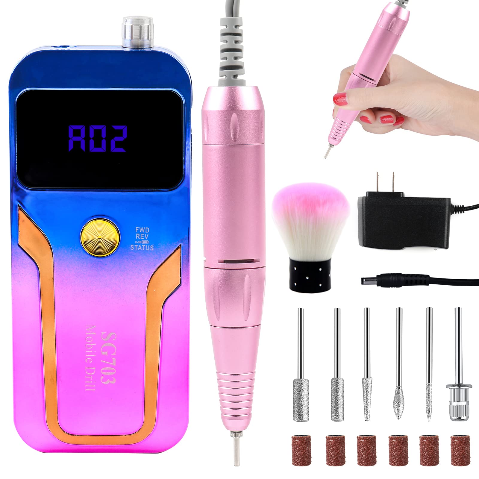 Amazon.com: Electric Nail Drill Machine, 20000 RPM USB Electric Nail File  Kit for Acrylic Nails Gel Professional and Home Salon - 6 File DIY Nail  Polishing Drill Set Buffing Repair(Gold) : Beauty