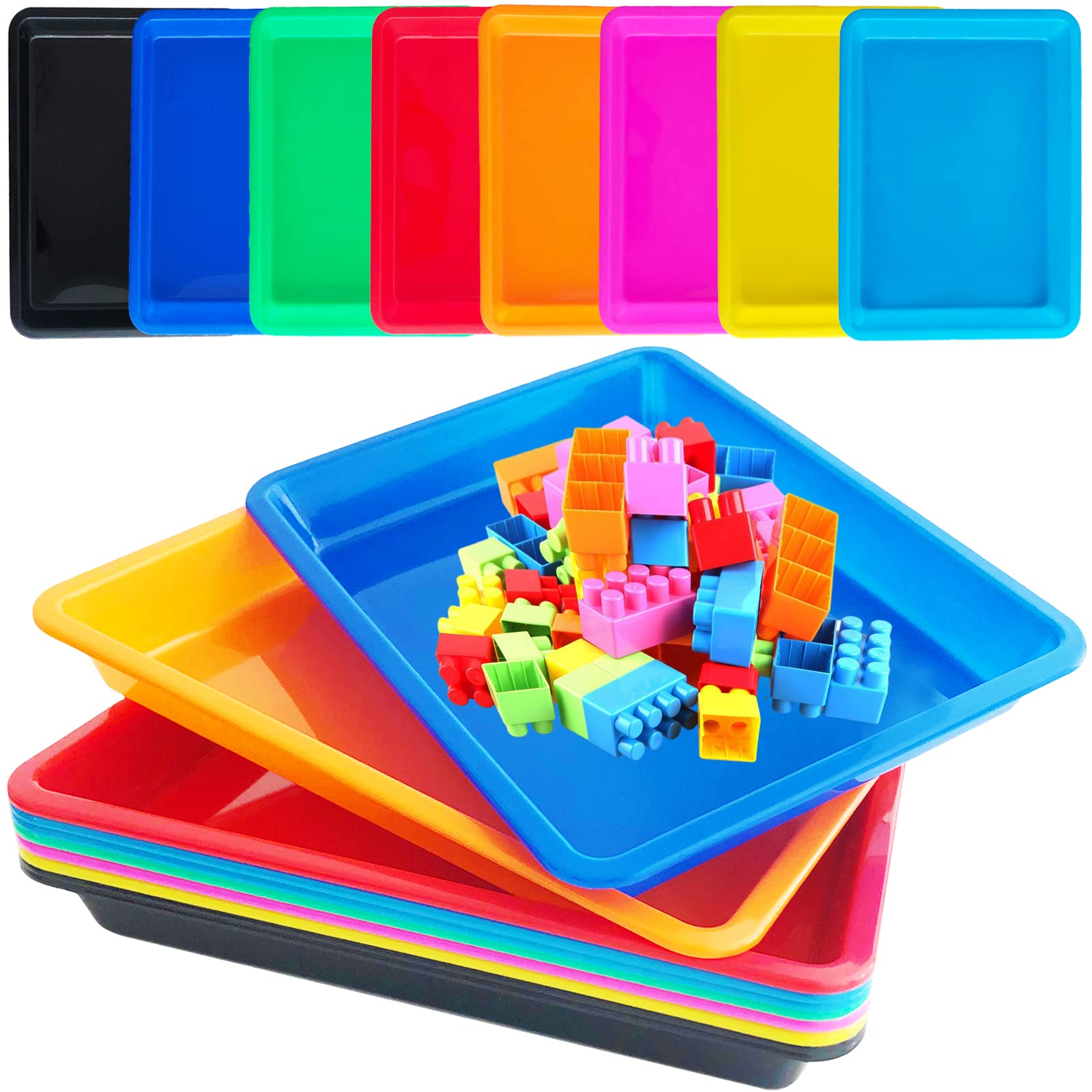 10 Pack Plastic Art Trays,8 Colors Activity Trays Sensory Tray,Sand Tray  Serving Trays,Art