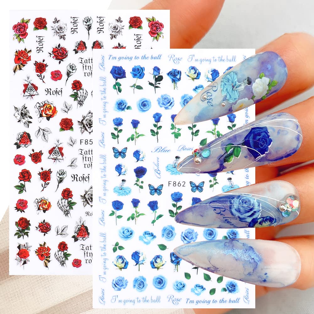 Valentine's Day Press Nails Long Retro Red Rose Graffiti - Temu