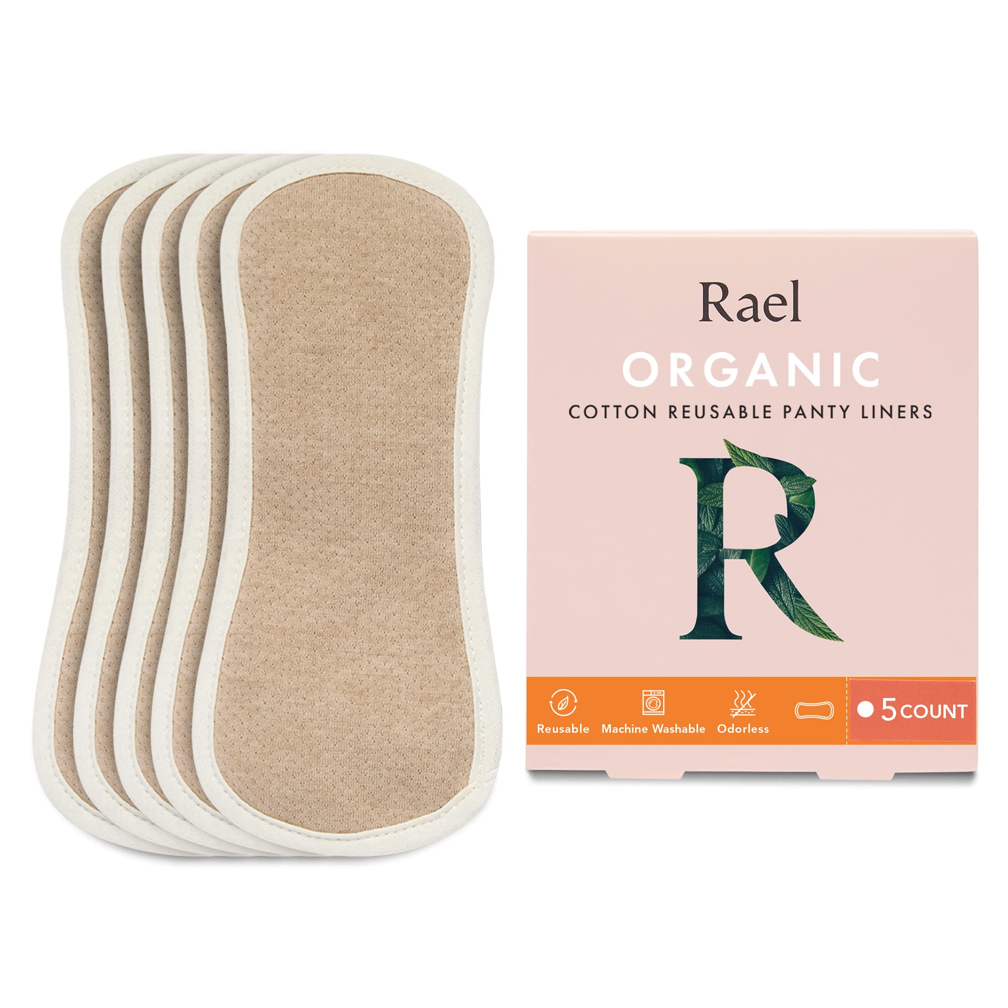 Rael Reusable Panty Liners Menstrual Organic Cotton Cover - Postpartum  Essential Cloth Panty Liners for Women Washable Soft and Thin Leak Free  Sensitive Skin (5 Count Brown) 5 Count (Pack of 1) Brown