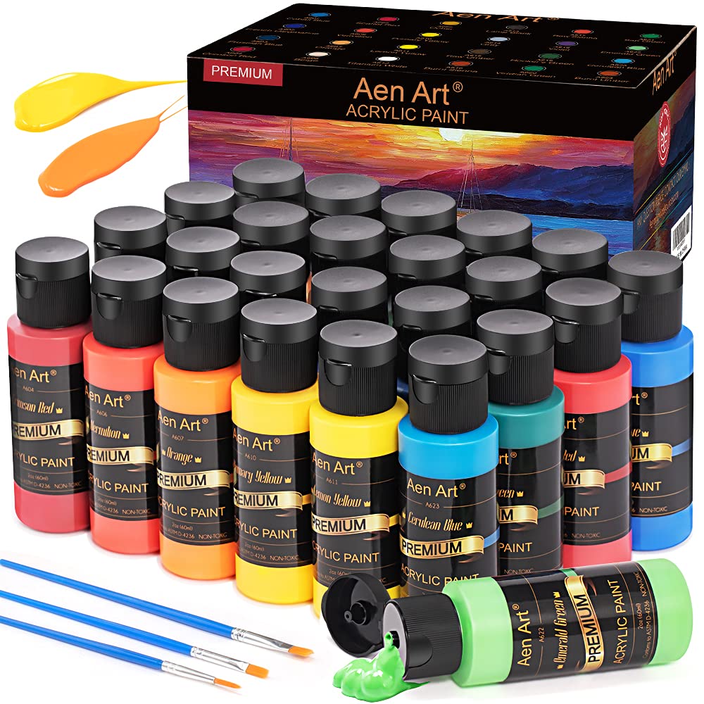 Aen Art Acrylic Paint Set of 24 Colors Craft Paint Supplies for
