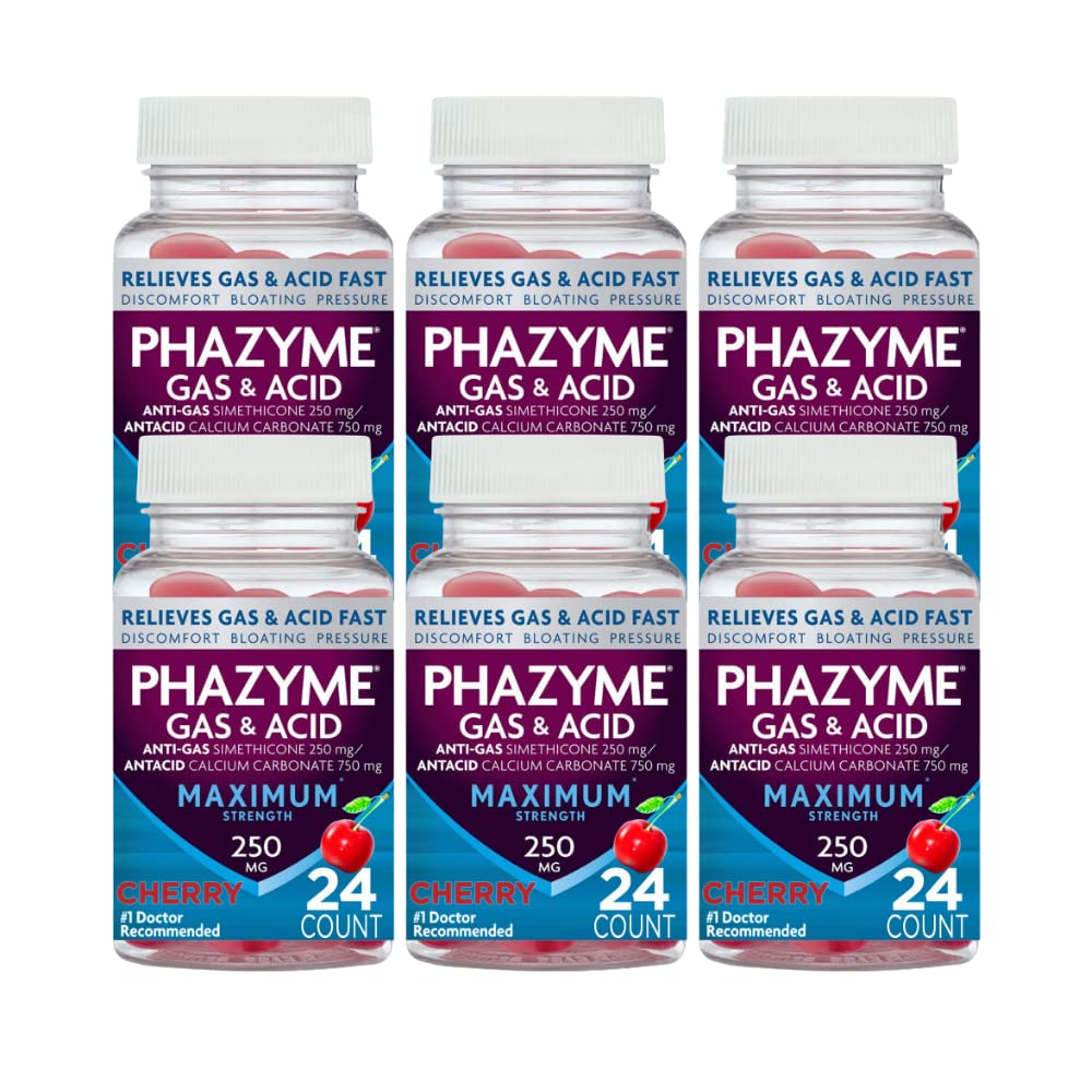 Phazyme Maximum Strength Gas & Acid Relief Works Fast Cherry Flavor (24