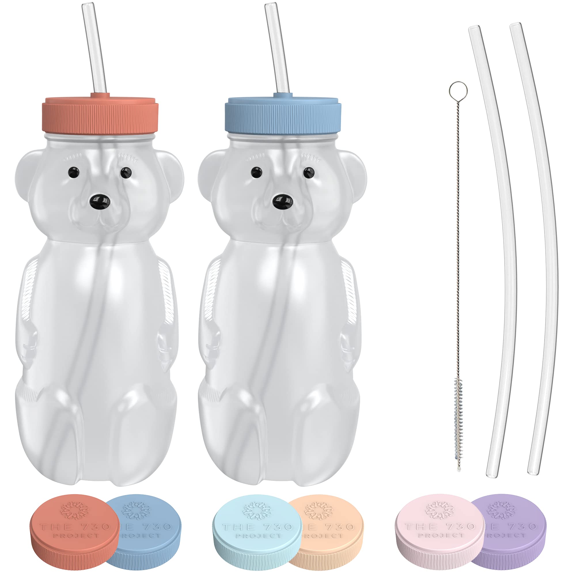 Honey Bear Straw Cup 2-pack with Travel Lid 8oz straw bear cup for babies  improved