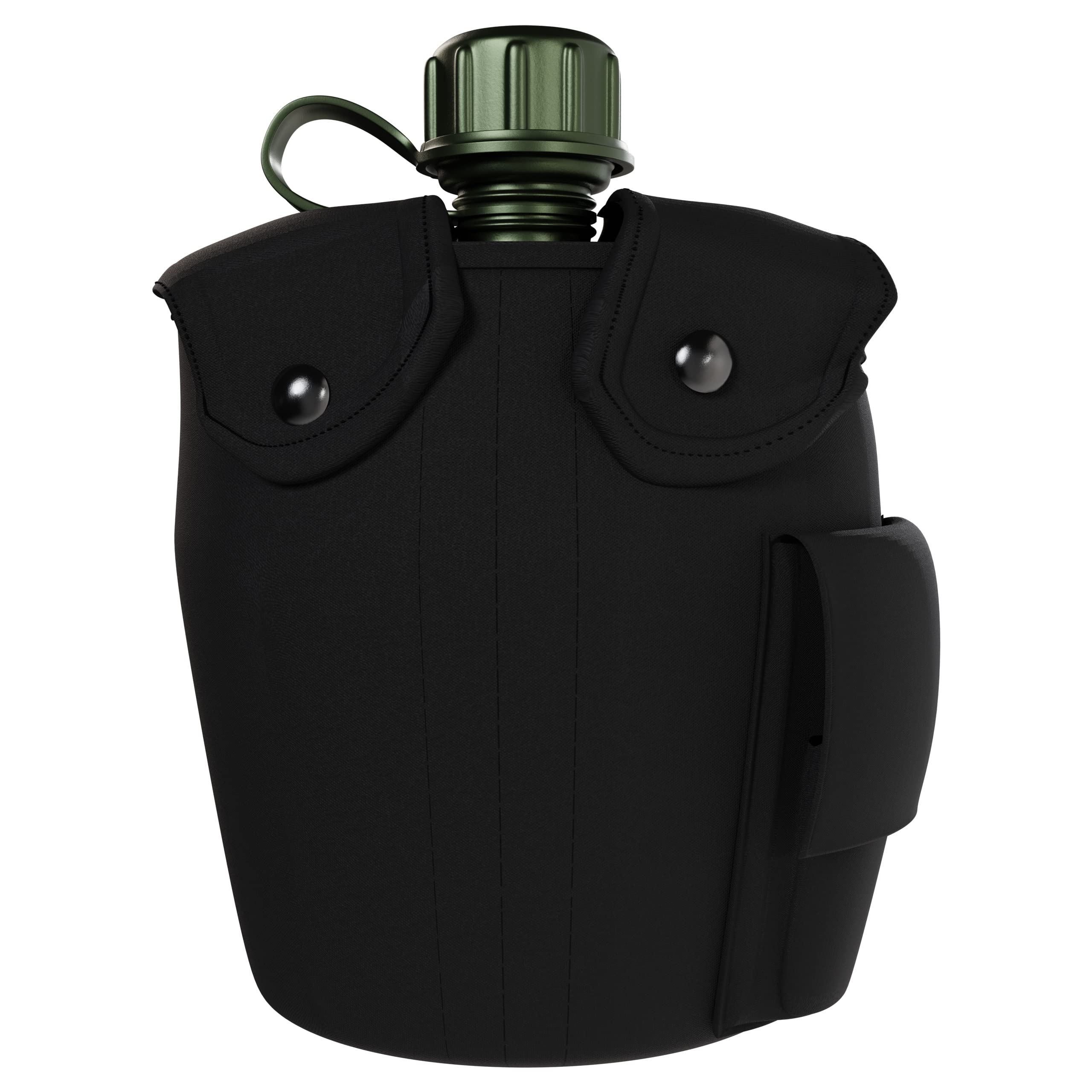 BaHoki Essentials Aluminum Canteen with Cover and Cup - Military Style Water  Bottle Kit - for Outdoor Camping, Backpacking, Hiking (Black)