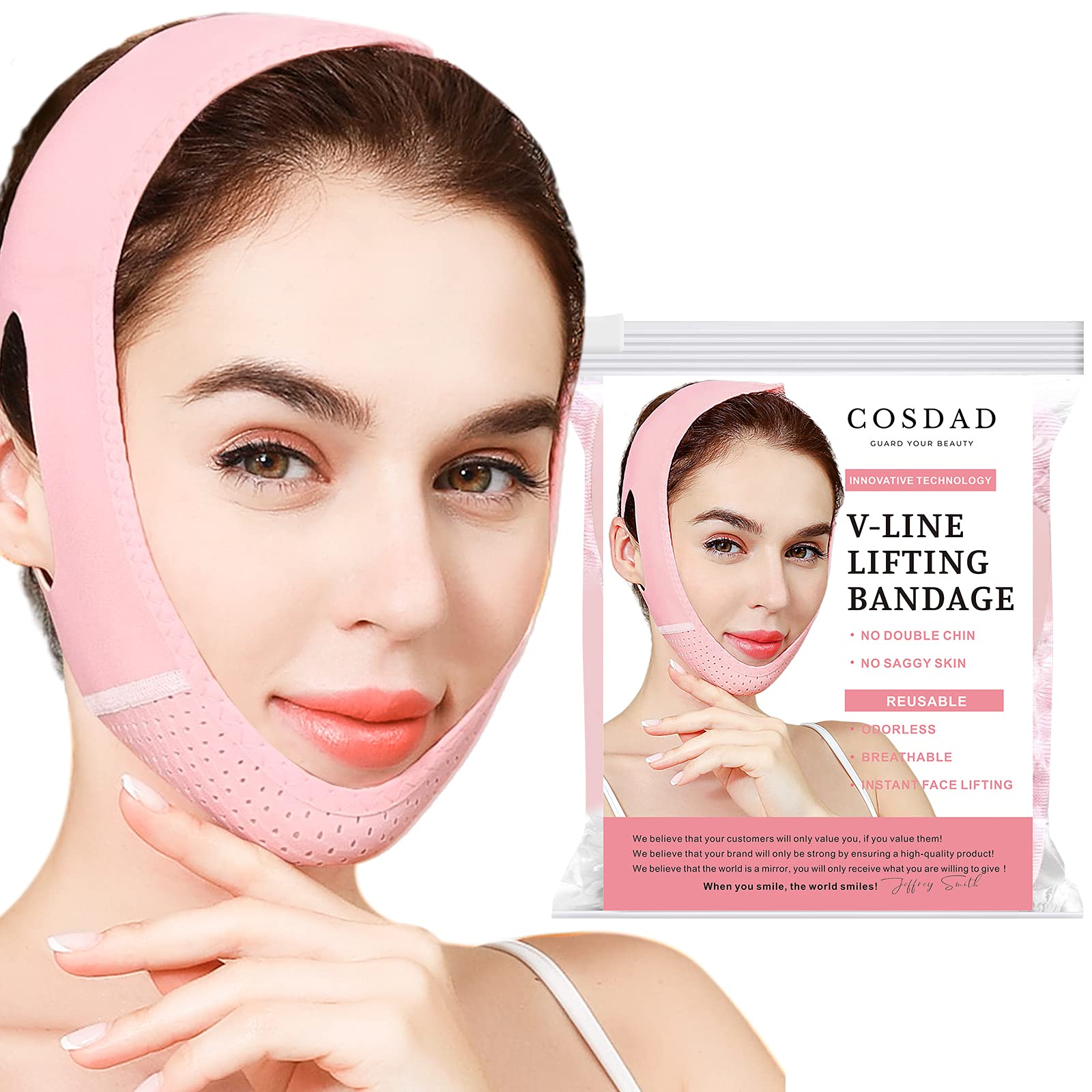 COSDAD Reusable Double Chin Reducer,Face Lift Tape,Face Slimming Strap Face  Slimmer Shaper for Women