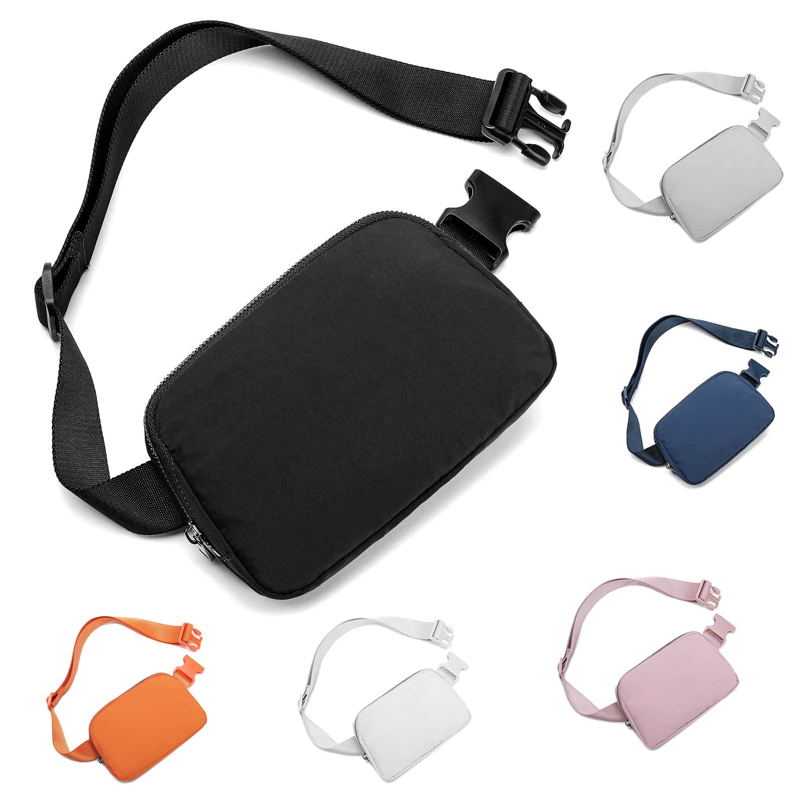 Szkiuqe Mini Fanny Pack Black Crossbody Bags for Women and Men, Fashionable  Waterproof Belt Bag with Adjustable Strap for Travel Running Cycling