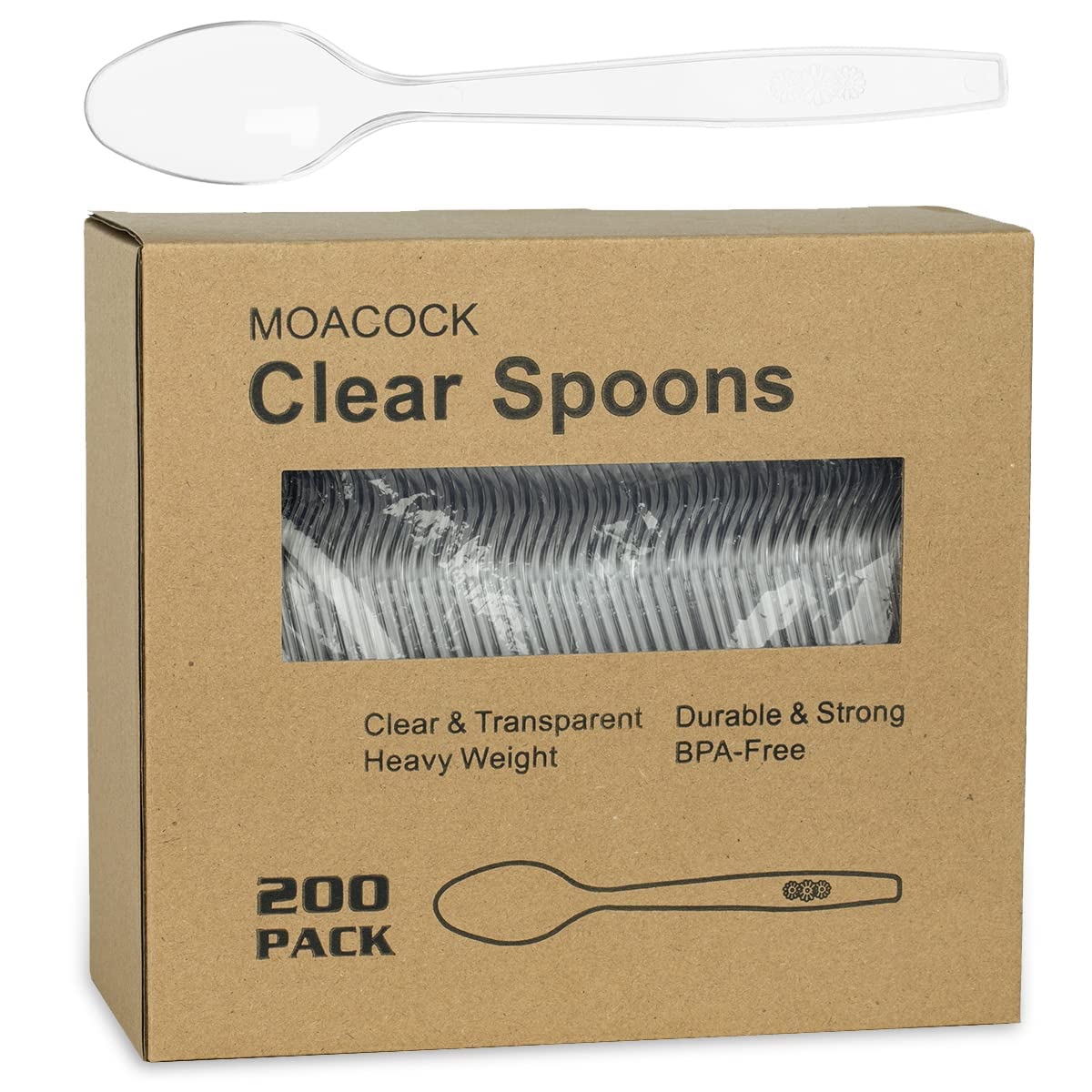 200 Count Clear Plastic Spoons Heavy Weight Disposable Spoons Cutlery  Plastic Utensils Clear Plastic Silverware Bulk