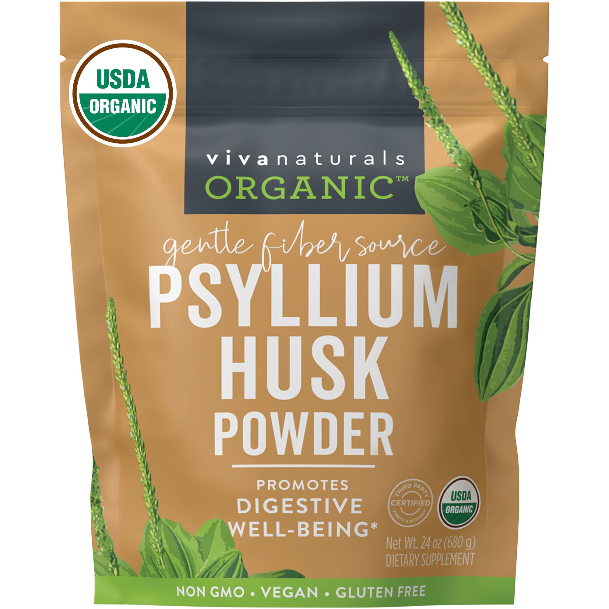 Viva Naturals Organic Psyllium Husk Powder 1 5 Lbs Gluten Free 