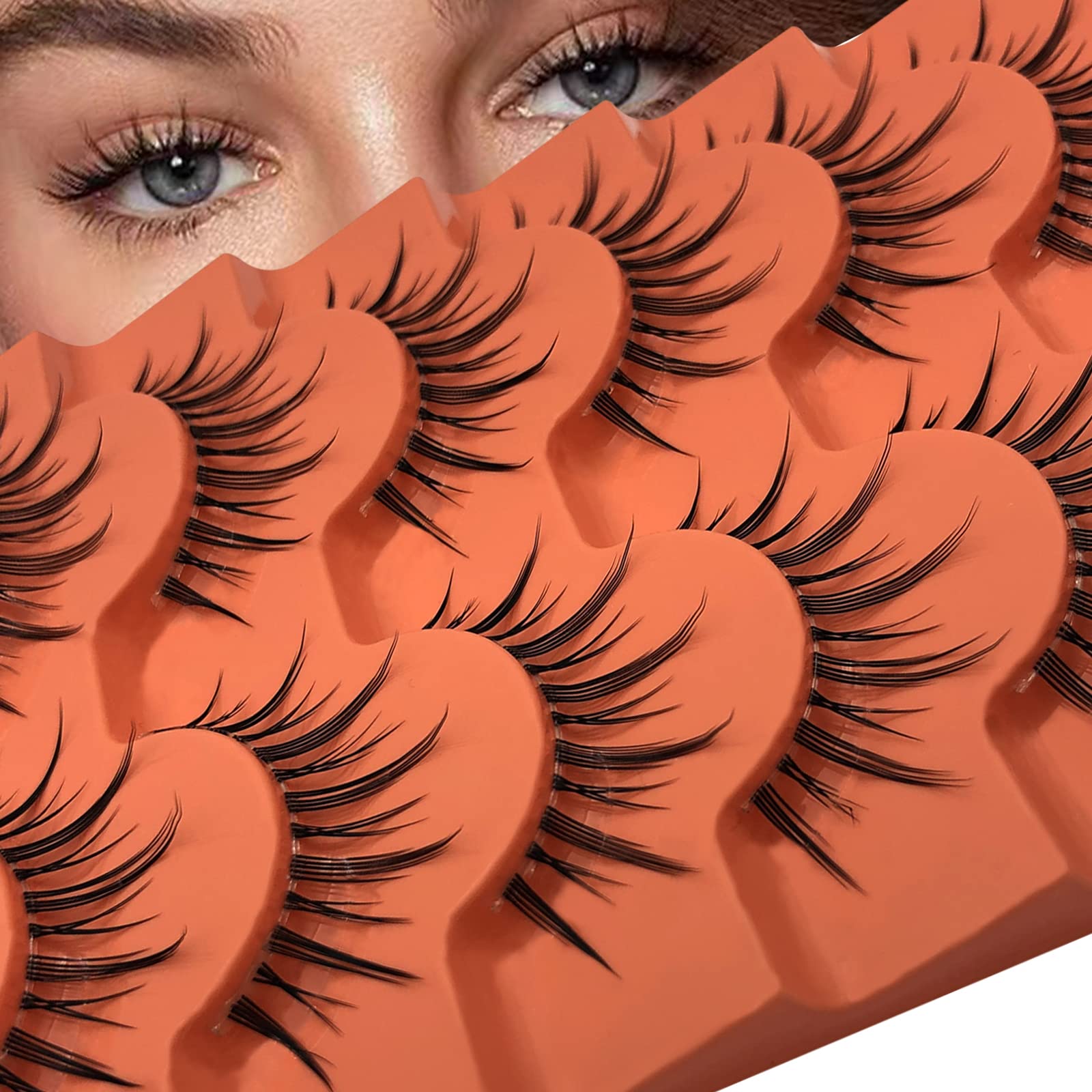 Manga Lashes, Clear Band Spiky Anime False Eyelashes, Natural Look