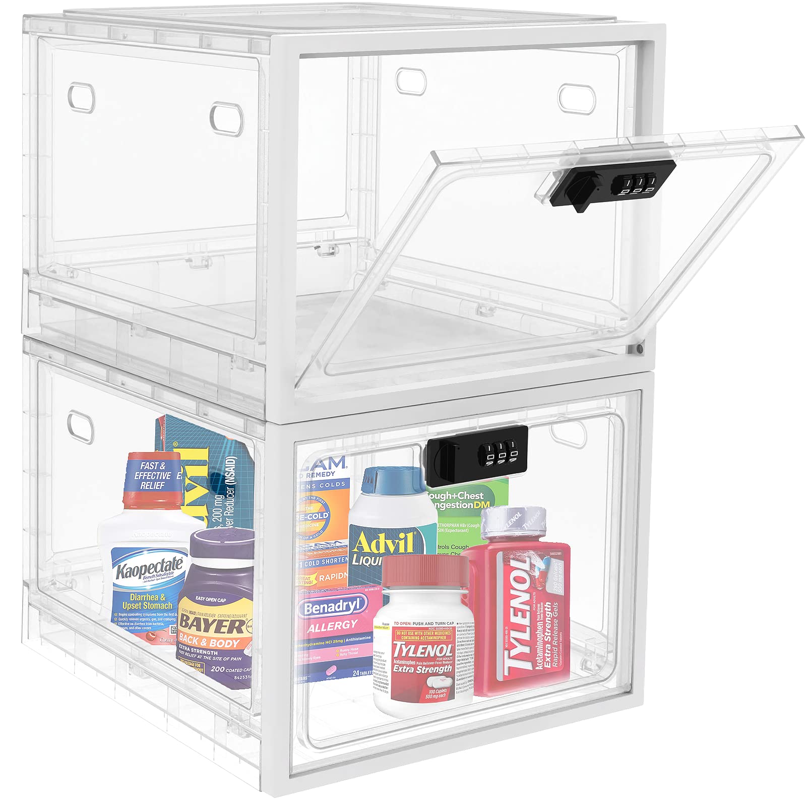 Lockable Box Large Capacity Clear Locking Box For Storage Bin Organizer Box  For Fridge Food/Home Safety Password Medicine B S7E4 - AliExpress