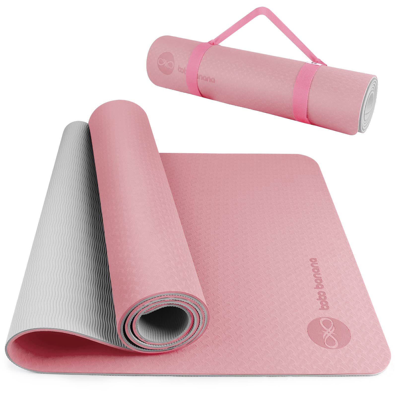 BOBO BANANA 1/4 Thick TPE Yoga Mat,72x24 Eco-friendly Non-Slip Exercise &  Fitness Mat for Men&Women with Carrying Strap, Workout Mat for  Yoga,Pilates& Floor Exercise pink