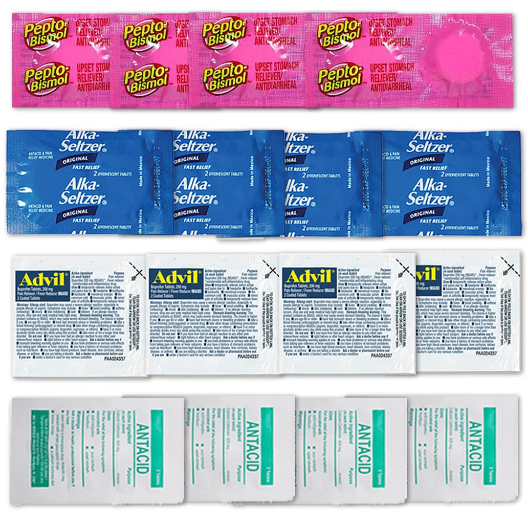 Travel Medicine Kit Individual Advil Packets Pepto Chews Seltzer