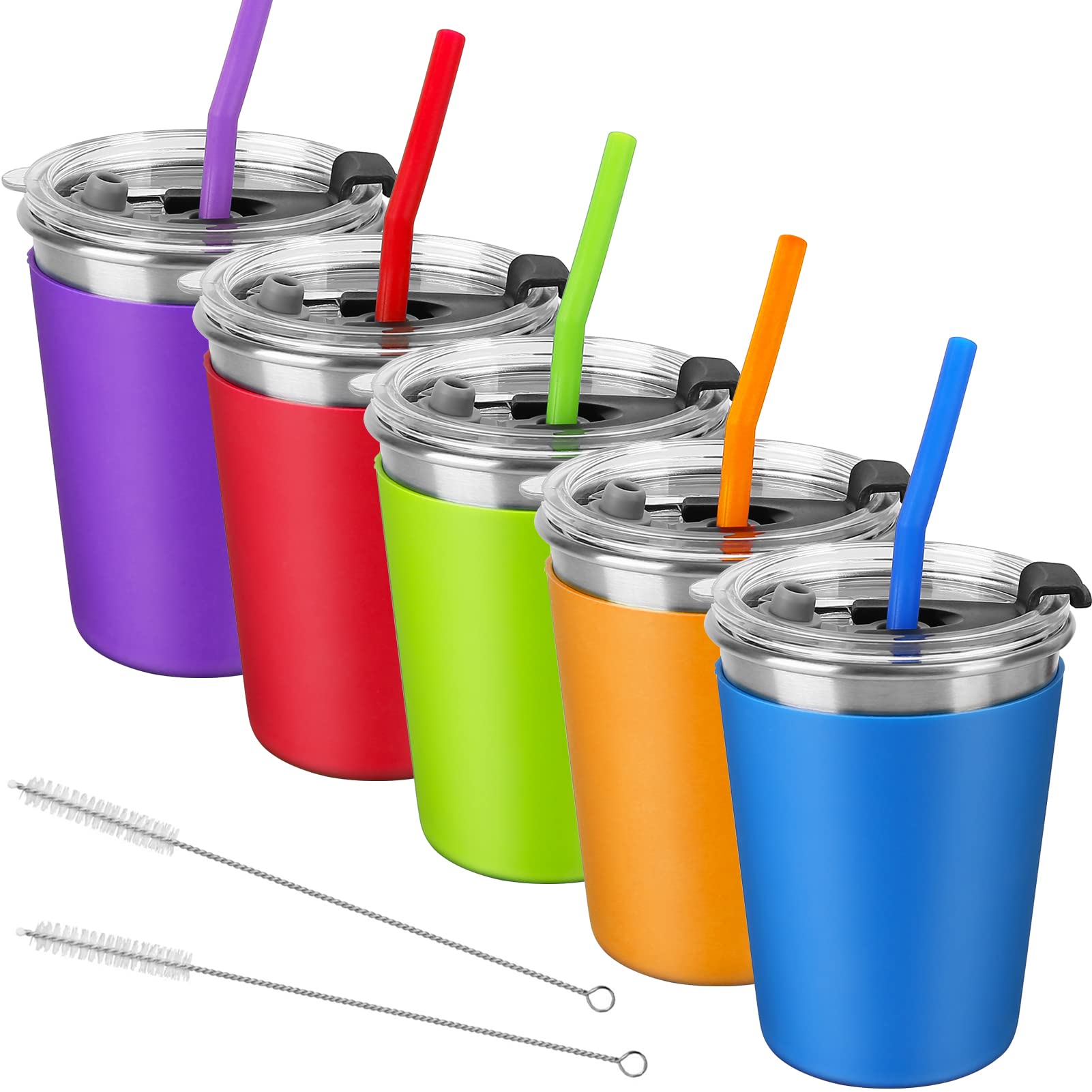 Kids Cups with Lids and Straws 12oz Spill Proof Drinking Cups Stainless  Steel Sippy Cups for Baby Kids Tumblers with Straws and Lids Toddler  Insulated Smoothie Cups Mugs for School Outdoor 5