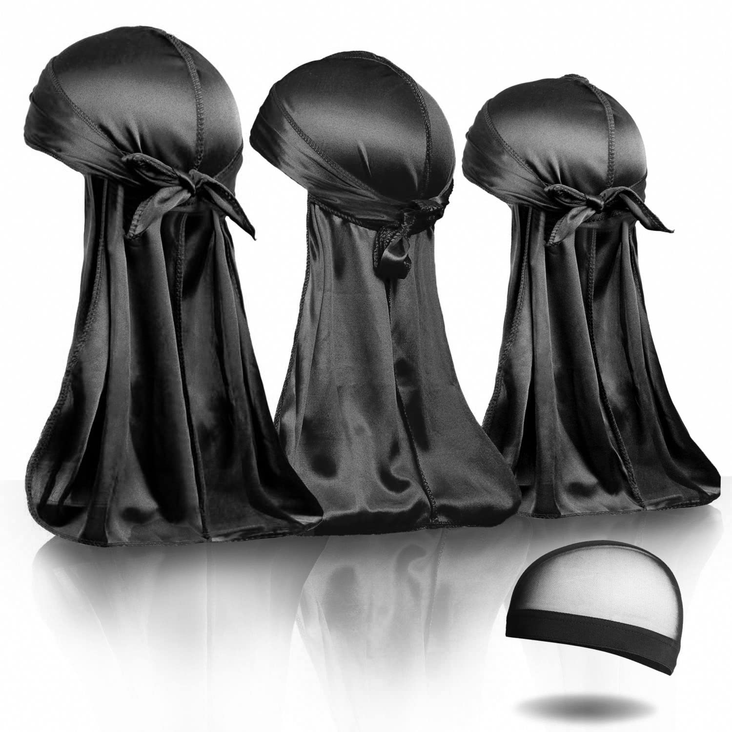  ForceWave Silky Durag for Men Wave Cap Satin Dorag for Men  Women 360 Wave Black : Beauty & Personal Care