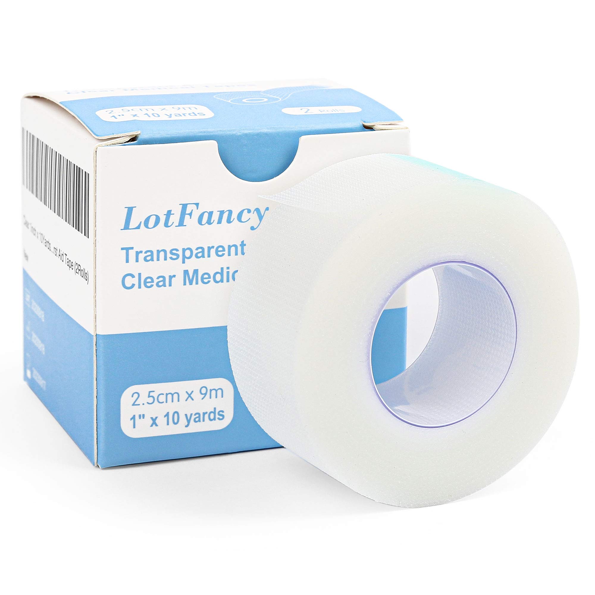 LotFancy Transparent Medical Tape, 2 Rolls 1inch x 10Yards, Adhesive Clear  Hypoallergenic Surgical Tape, PE First Aid Tape for Wound, Bandage,  Sensitive Skin, Latex Free 2 Count (Pack of 1)