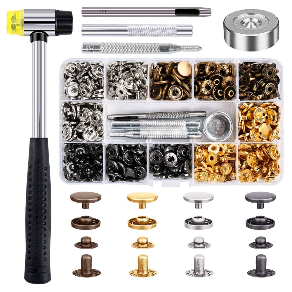 Qfun 120 Set Snap Fasteners Kit for Leather 12mm Metal Button Snaps Press  Studs with 4