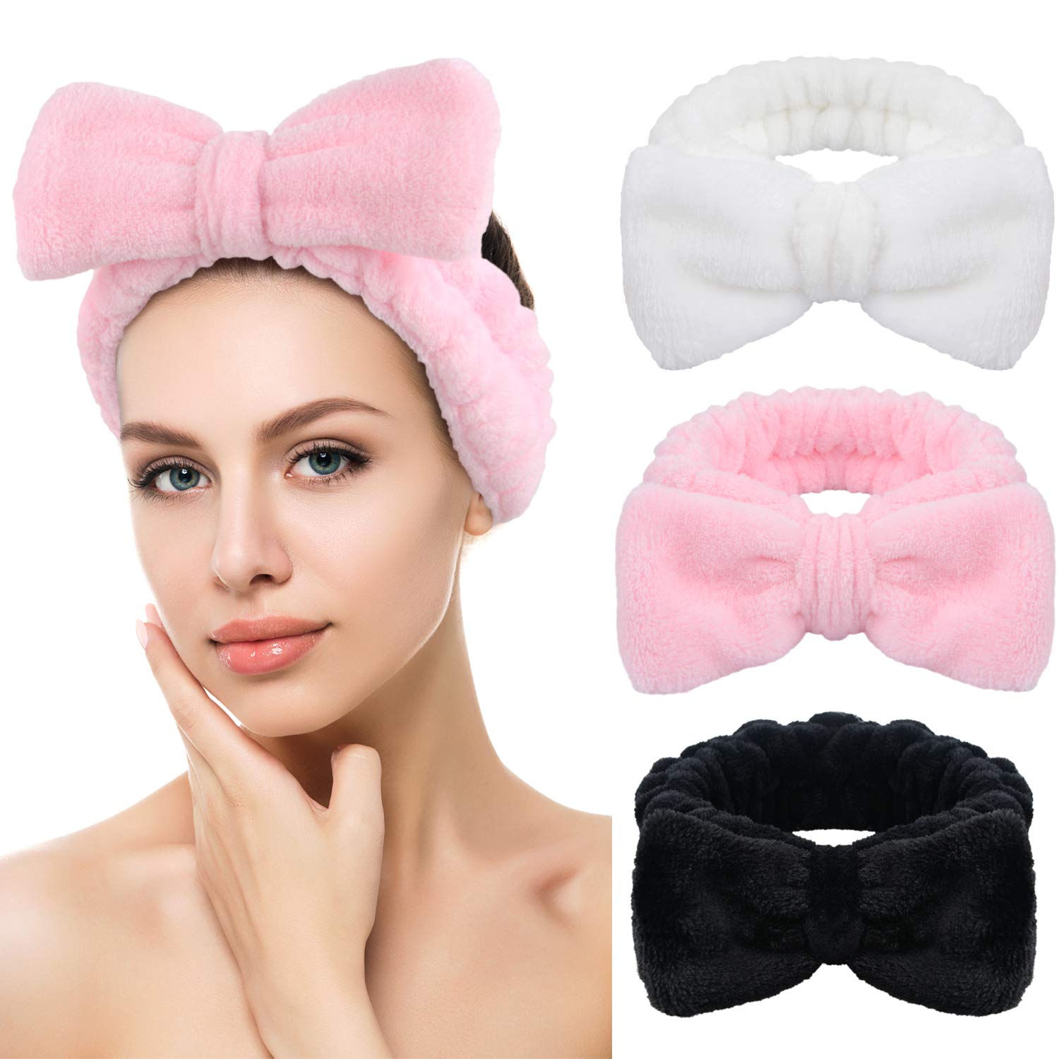 SINLAND Cute Hair Bands Spa Headband for Washing Face Makeup Headband For  Women 3Pack assorted2