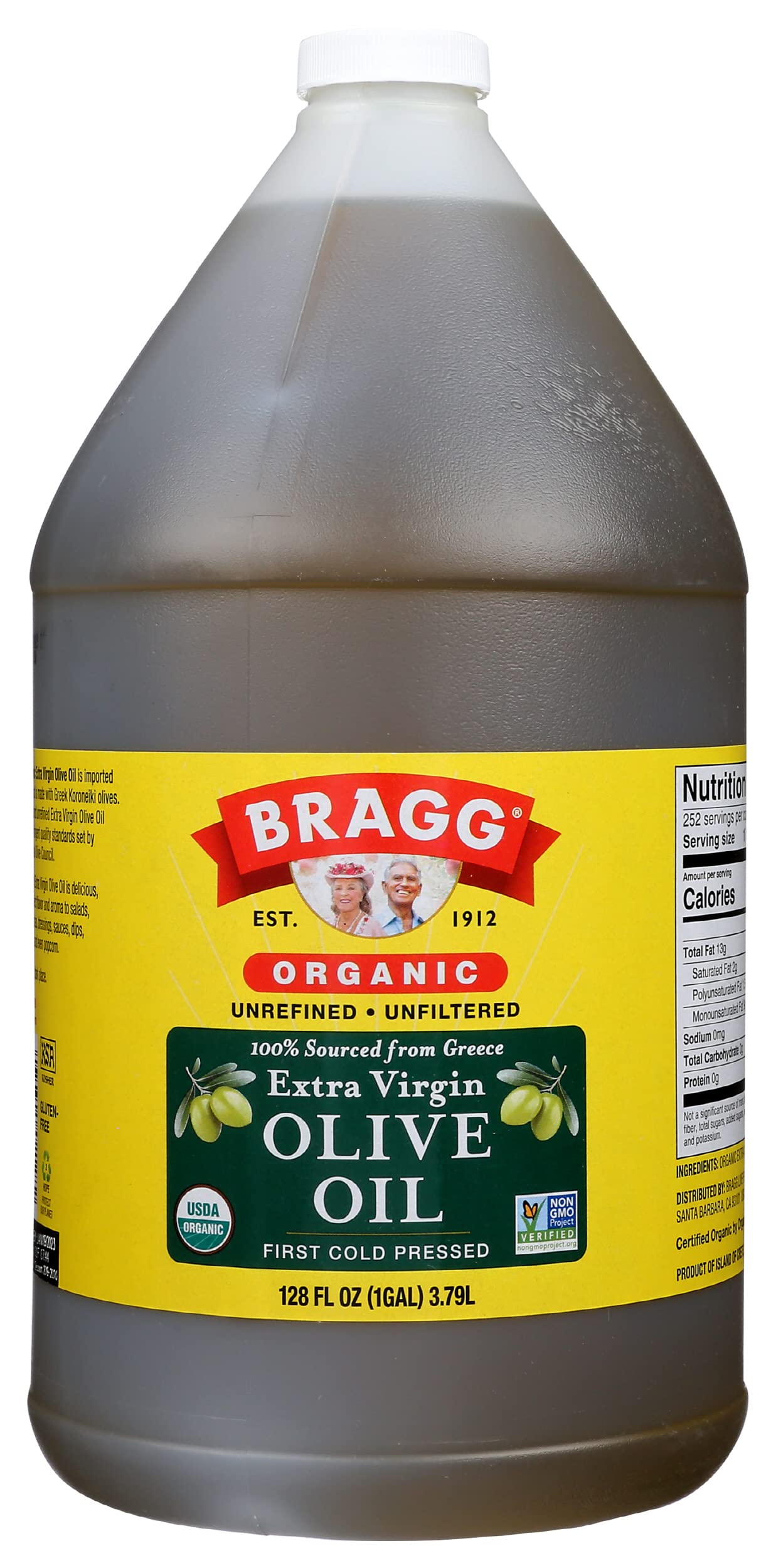 Bragg Organic Extra Virgin Olive Oil Made with Greek Koroneiki Olives Cold  Pressed EVOO for Marinades