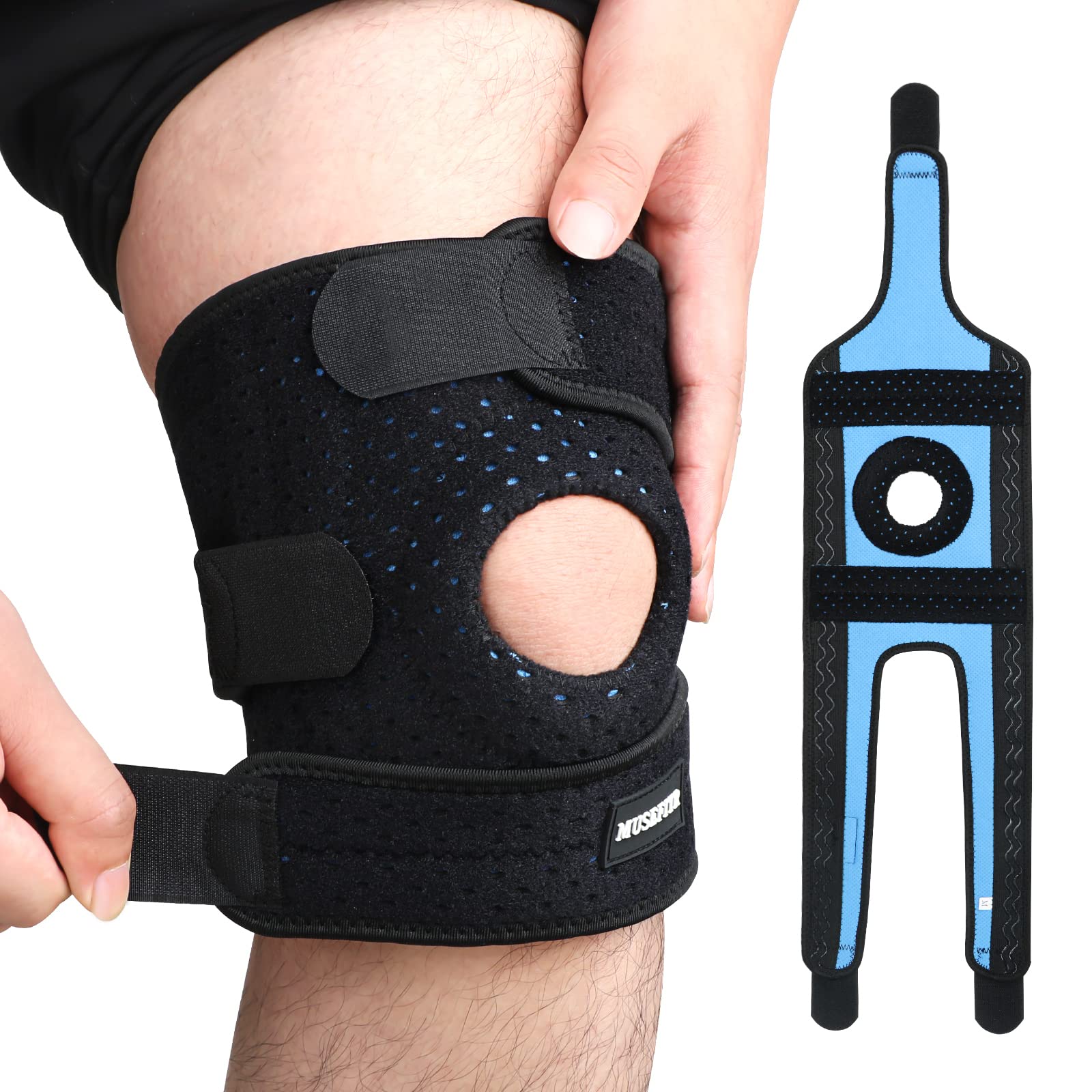 Knee Brace with Side Stabilizers-Knee Support Wrap for Meniscus Tear  Arthritis Knee Pain-Knee Brace for Running Sports Weightlifting- No Slip  Silicon Strip & Adjustable Strap-XXLarge