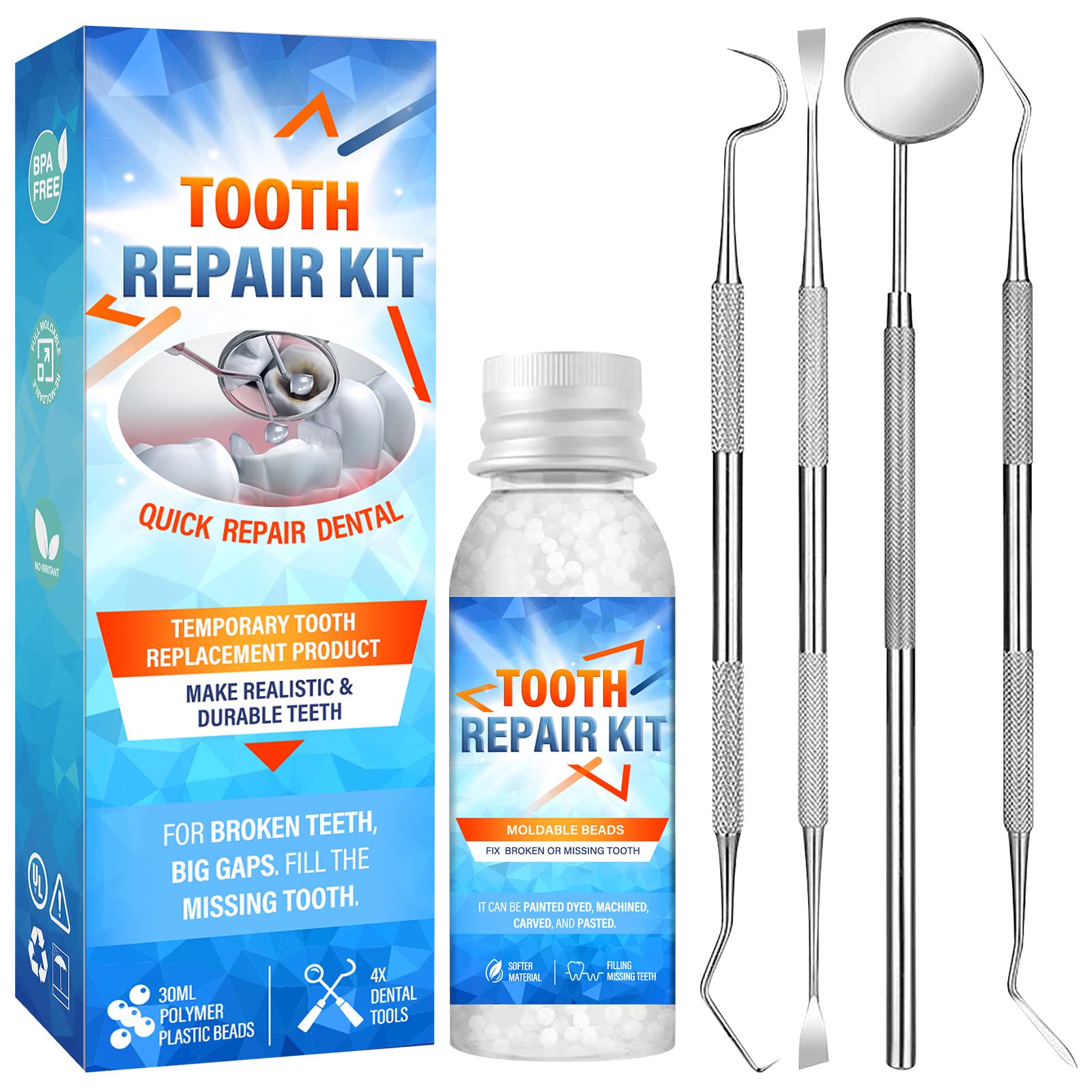 Temporary Tooth Repail Tool Kit Temp Dental Repair Replace Missing