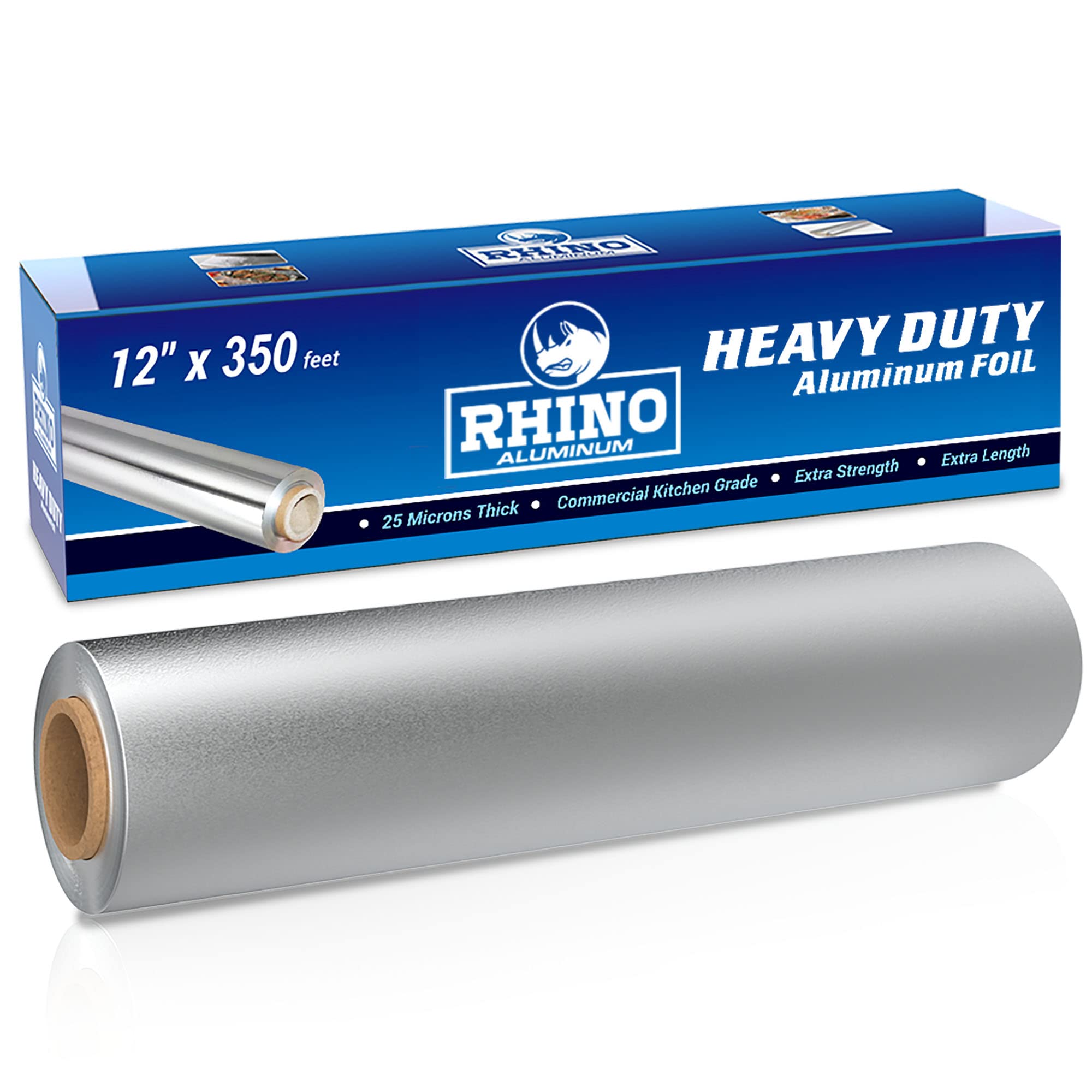 Rhino Aluminum Heavy Duty Aluminum Foil, Rhino 12 x 350 sf Long Roll, 25  Microns Thick