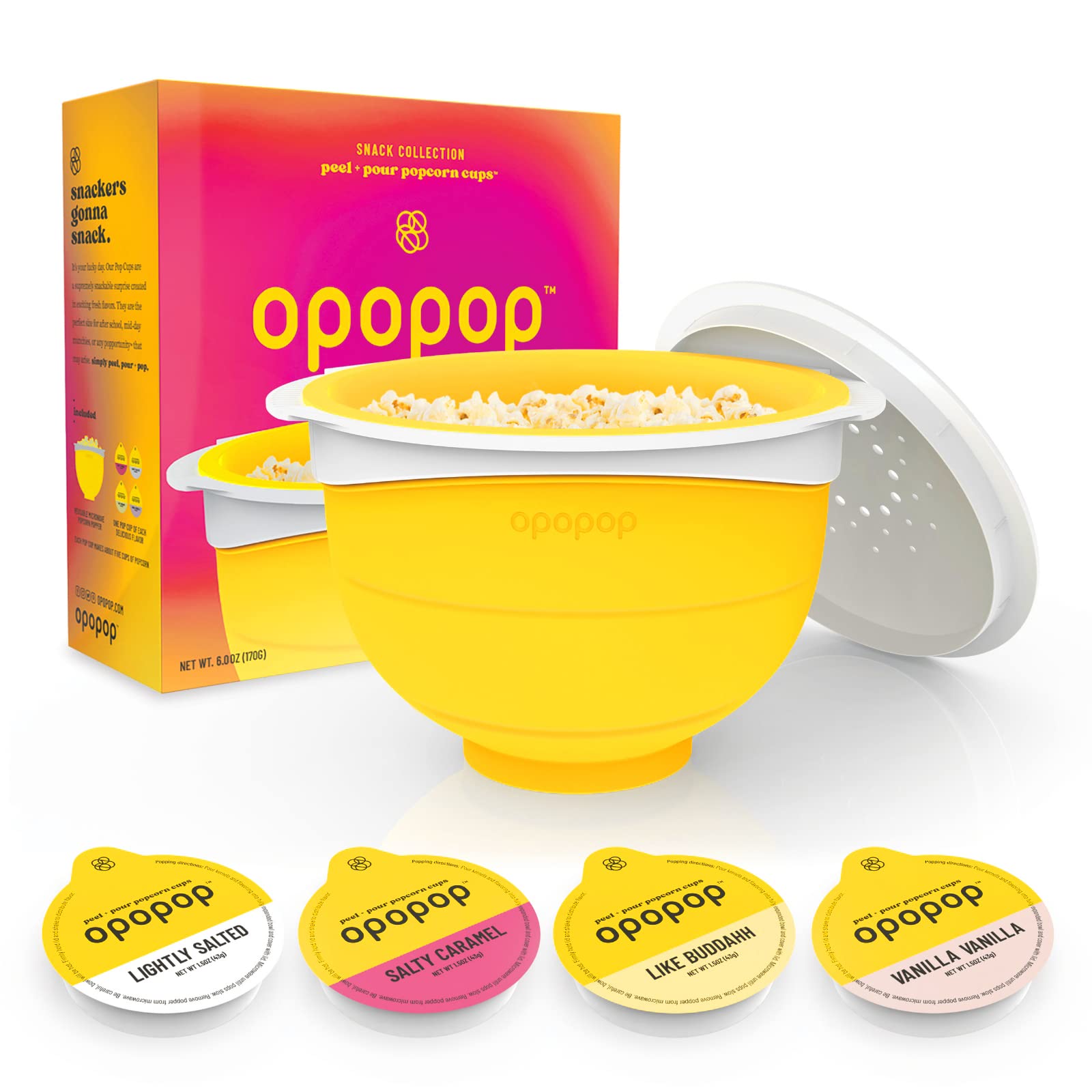 Opopop Microwave Popcorn - Variety 4-Pack Gourmet Popcorn Kit, Collapsible  Silicone Popcorn Popper, Popcorn Maker, Gluten Free Snacks Variety Pack,  BPA-Free and Dishwasher Safe Popper and 4 Pop Cups