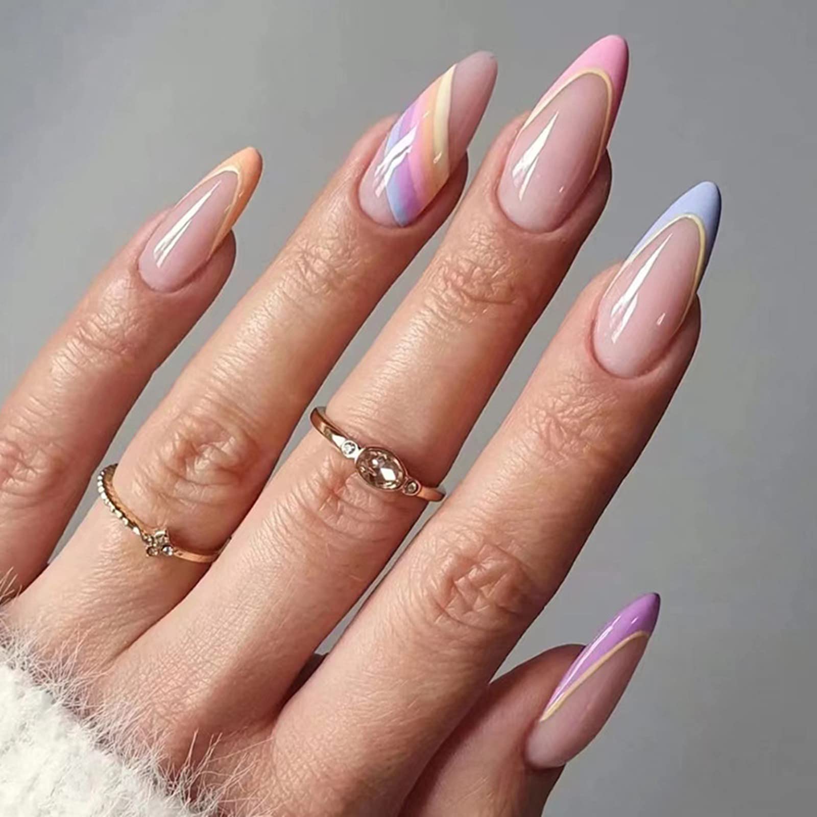 24Pcs Medium False Nails Coffin, French Tip Stick on Nails Pink Glitter  Press on Nails, Nude Fake Nails Set with Rhinestones Designs, Acrylic Full  Cover Glue-on Nails for Women Girls : Amazon.co.uk: