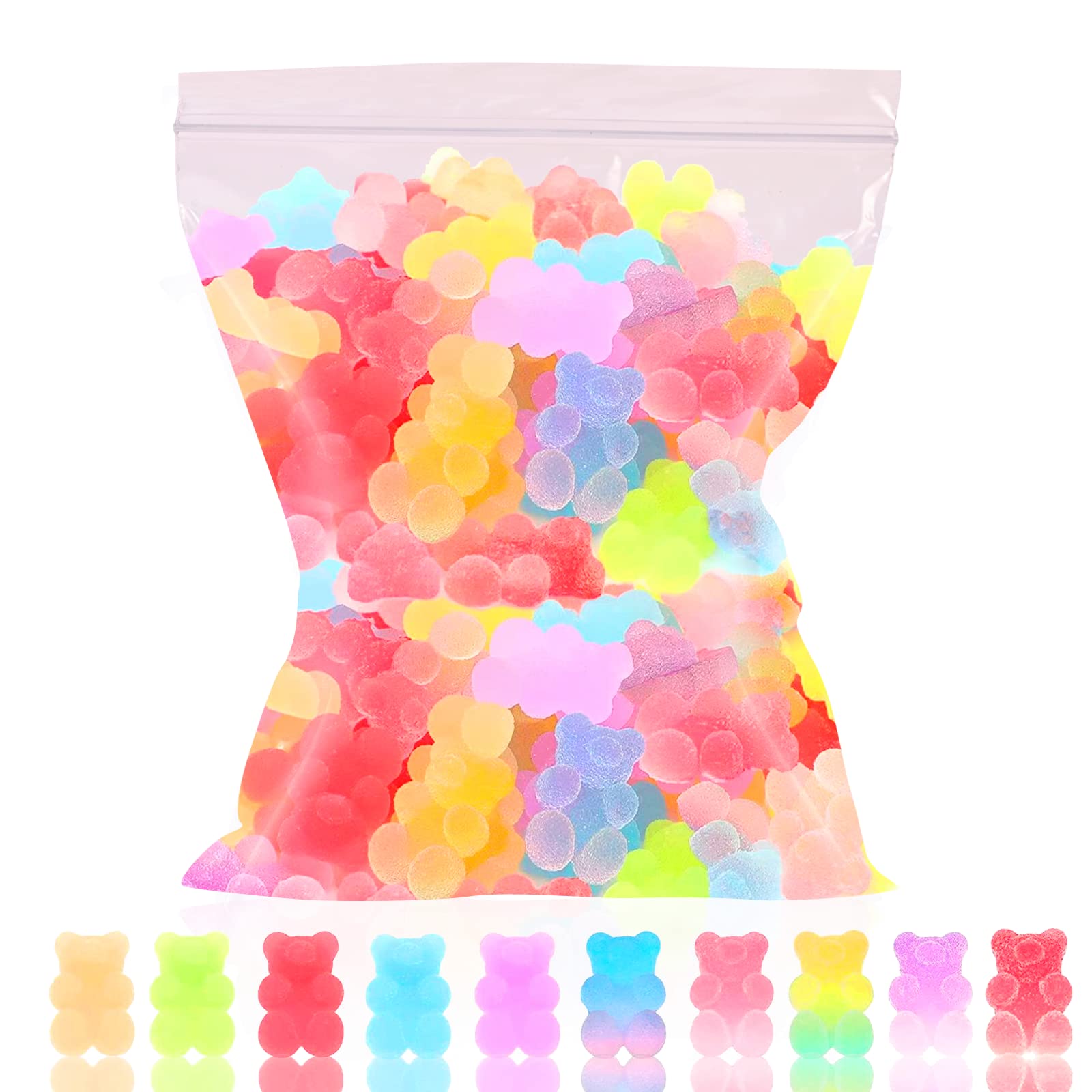 OWCATH Nail Charms 60Pcs Gummy Bear Slime Charms 3D Cute Kawaii