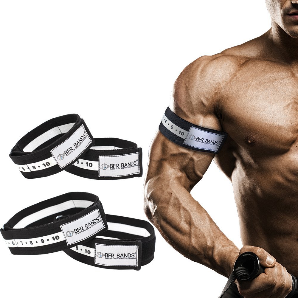 Occlusion Bands,4 Pack (2 Bicep Bands,2 Leg Bands), Comfortable Elastic  Bands for Blood Flow Restriction Training and Fast Muscle Growth Without