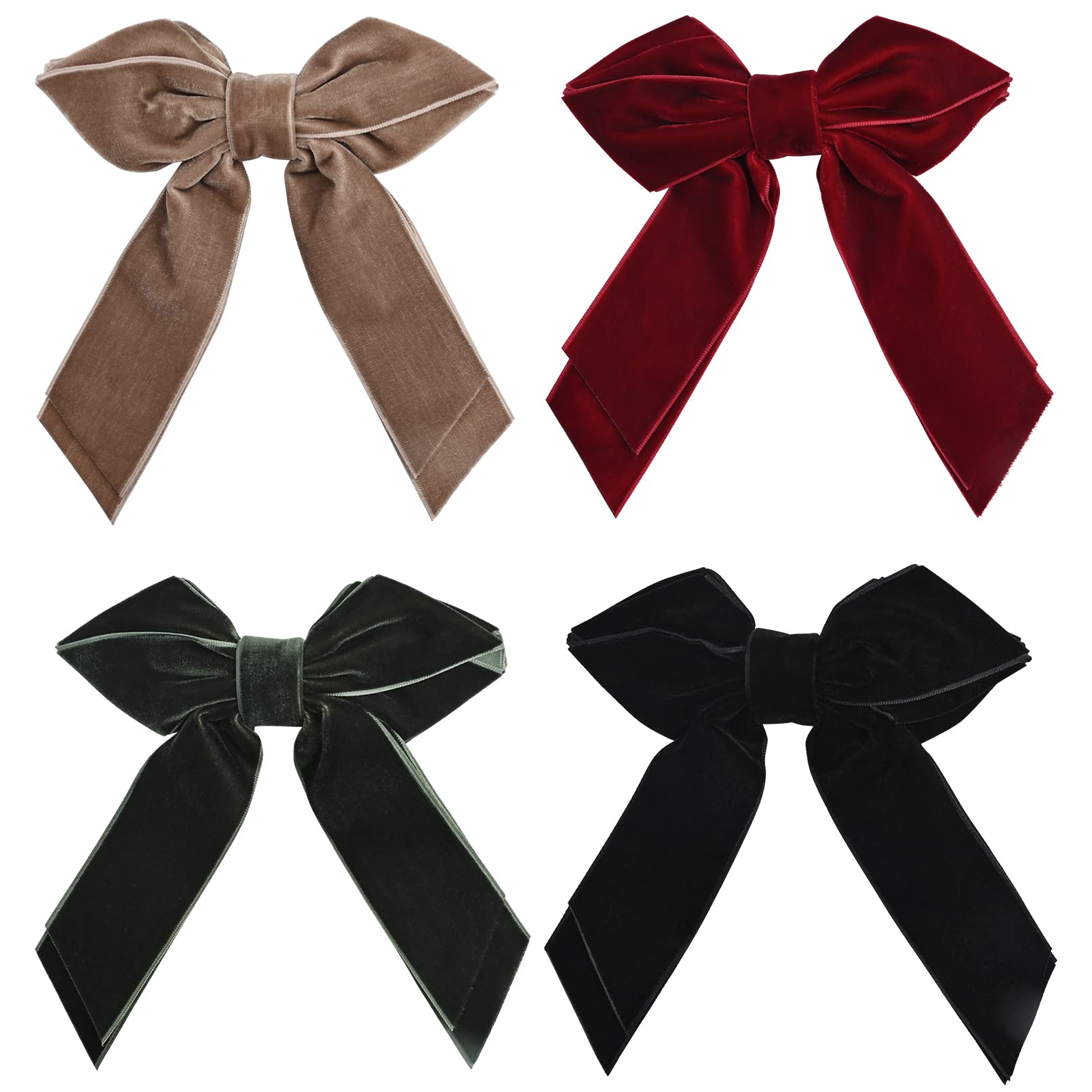 DEEKA 4 PCS 6 Large Velvet Bows Hair Clips Barrettes Hair