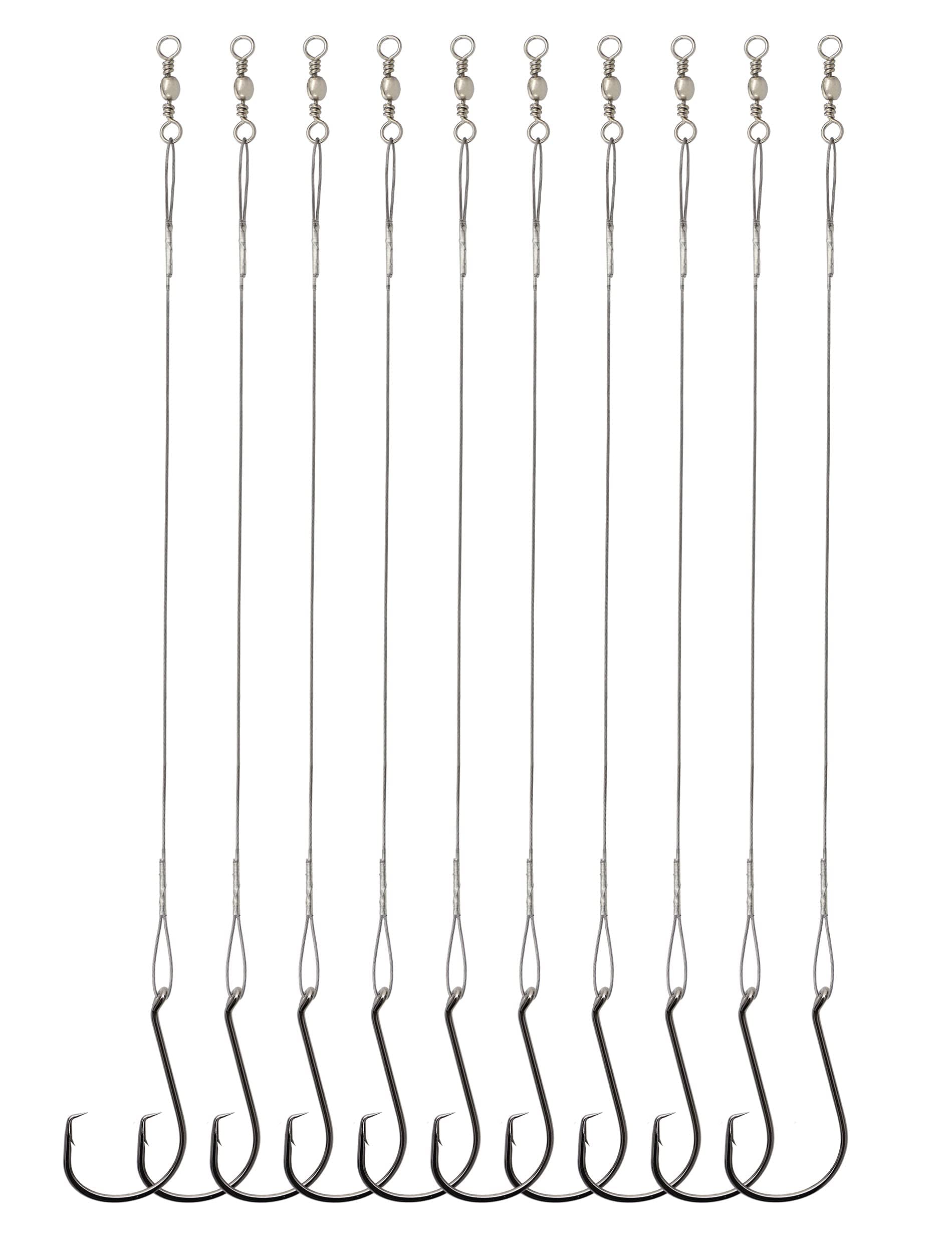 Beoccudo Circle Hooks Rigs Saltwater Steel Leader Wire, 25pcs Heavy Duty Circle  Hook with Leader Wire