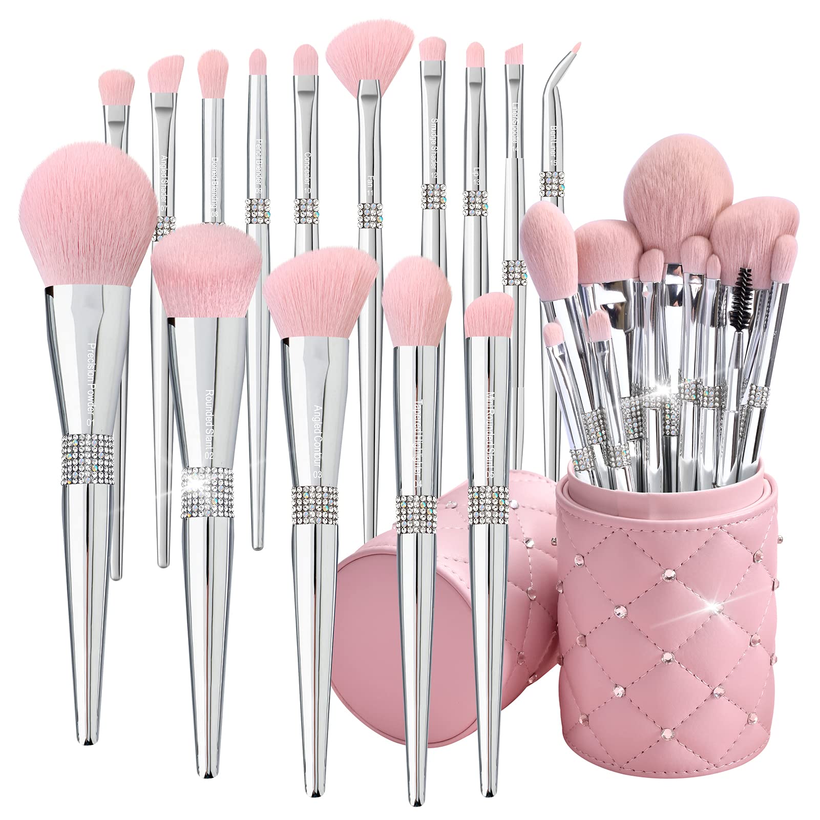 Bueart Design Elegant pink Ultra soft labeled Makeup Brushes Sets