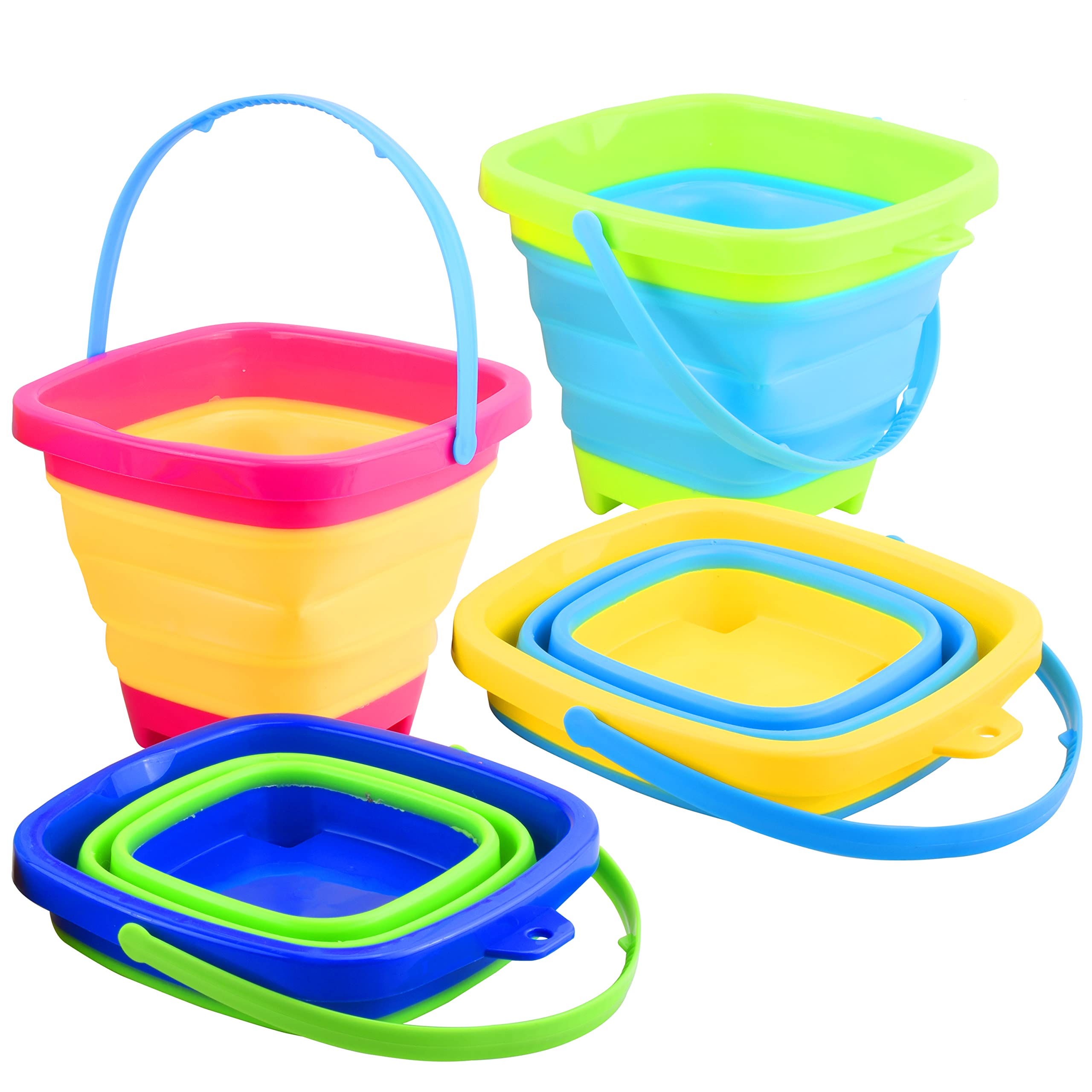 JOYIN 4 Collapsible Basket Buckets, 2L Square Foldable Pail