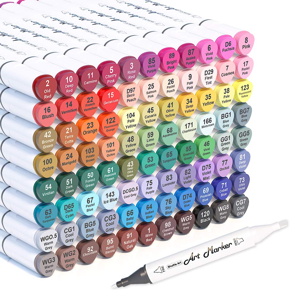 Shuttle Art 88 Colors Dual Tip Alcohol Based Art Markers 88 Colors
