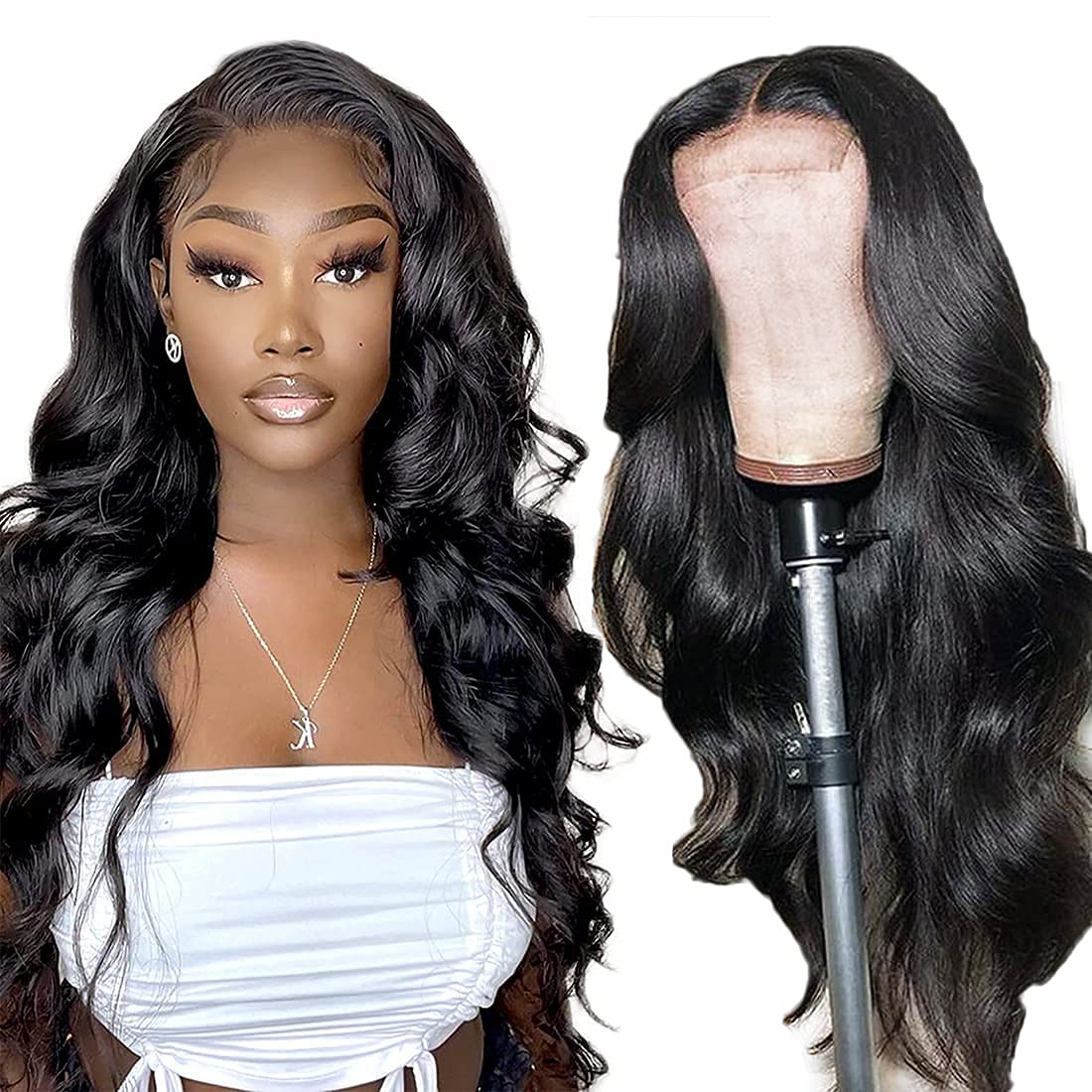 Body Wave Lace Front Wigs Human Hair, 4x4 Lace Closure Human Hair Wigs for  Black Women, 150% Density Brazilian Virgin Human Hair Wig Pre-Plucked with  Baby Hair Natural Color (26 Inch, 4x4