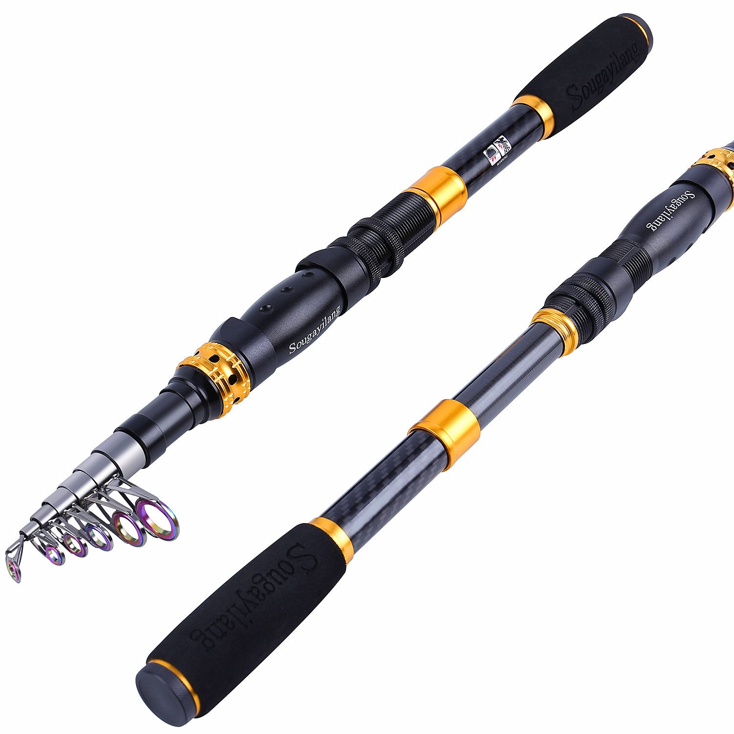 Sougayilang Telescopic Fishing Rod - 24 Ton Carbon Fiber Ultralight Fishing  Pole with CNC Reel Seat, Portable