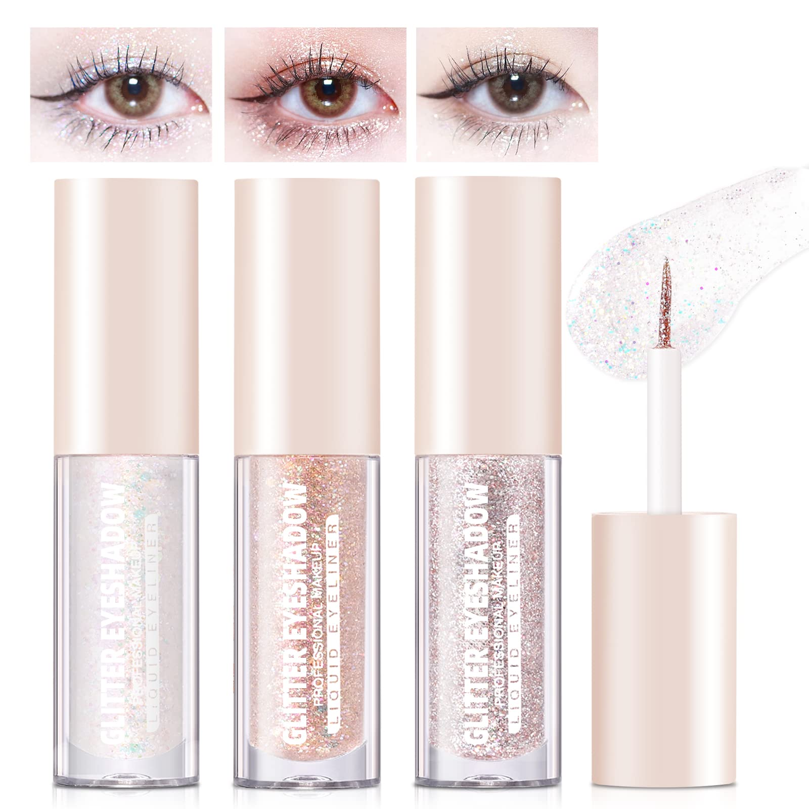 Shop HOSAILY 3Pcs Liquid Glitter Eyeshadow & Eyeliner Long