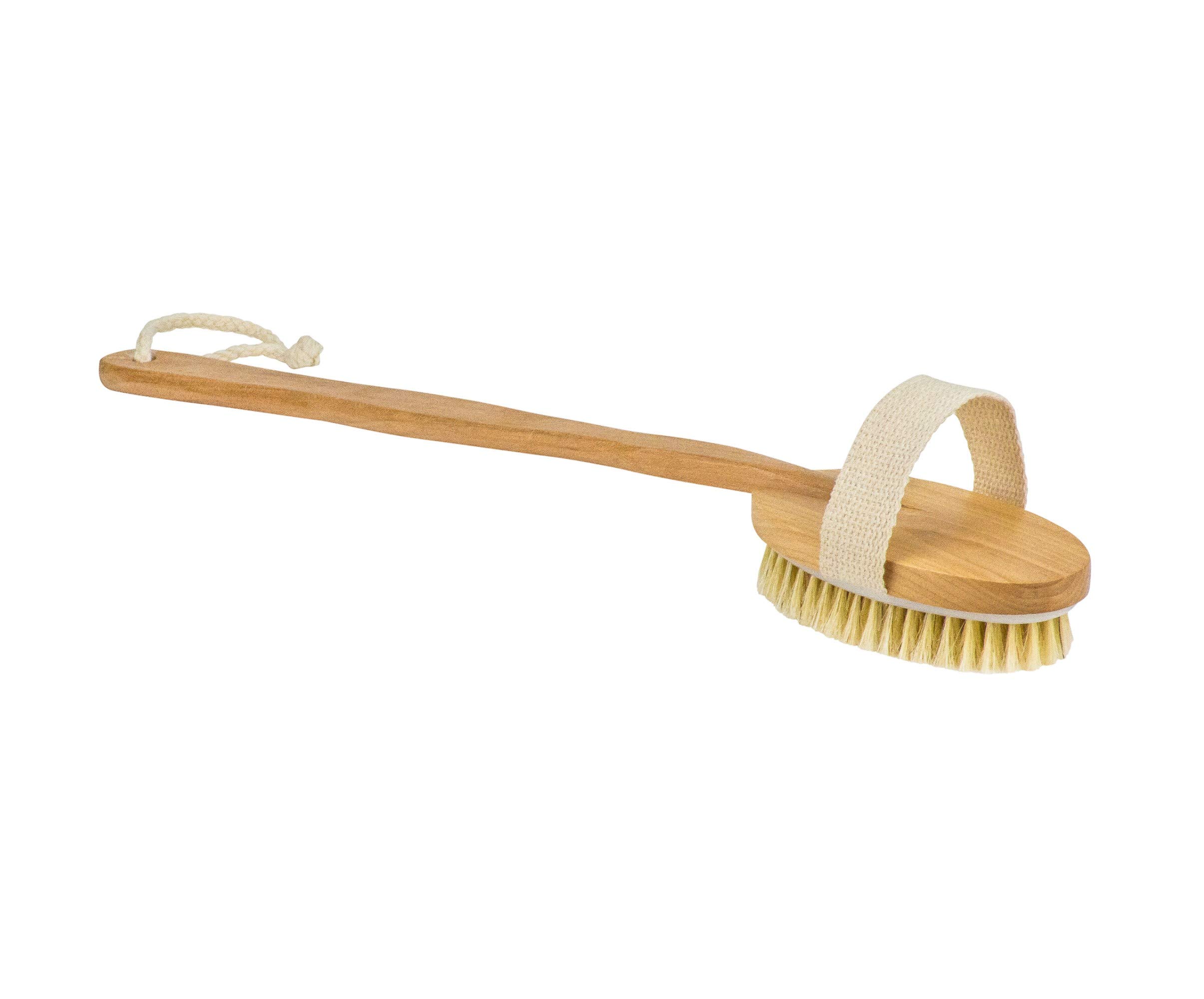 Bath Body Brush Long Handle Wooden Shower Brush with Natural Bristles