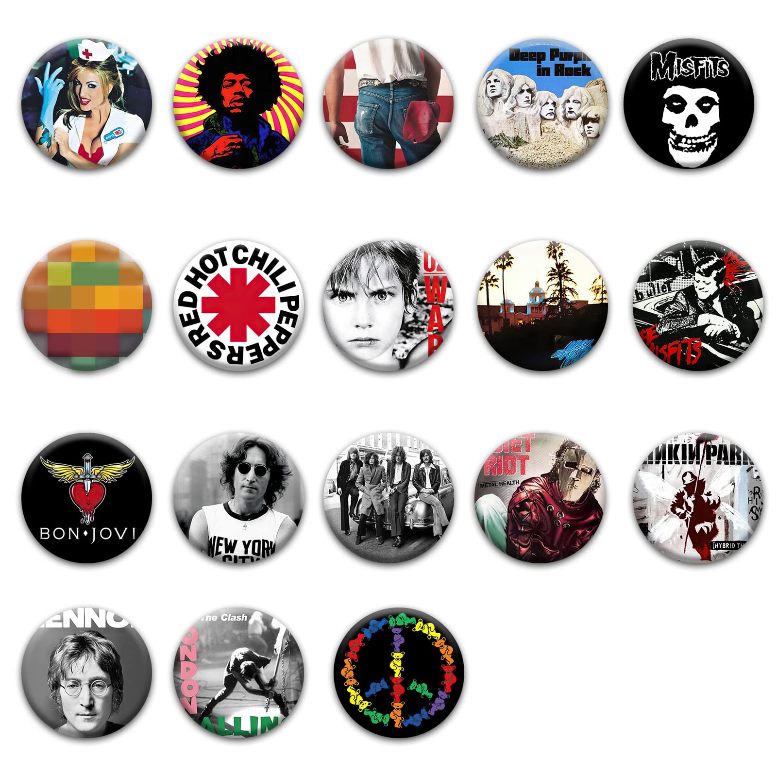 GTOTd Heavy Metal Music and Band Buttons Rock Pins Set（18 Pack, 1  inch）Accessories Rock and roll for Clothes Backpack JacketsPins Gifts for  Fans,1
