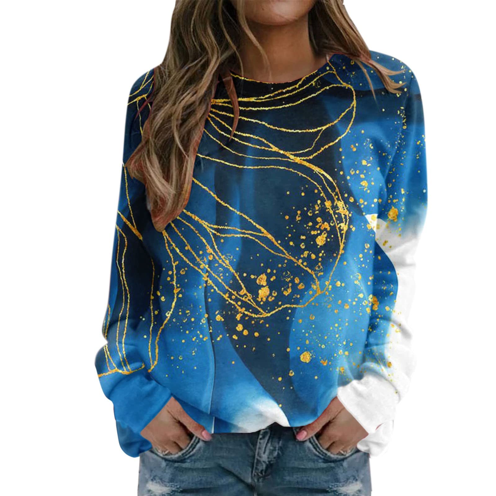 DUOWEI Sweatshirts for Tall Women Pullover Sweater Tops For Womens