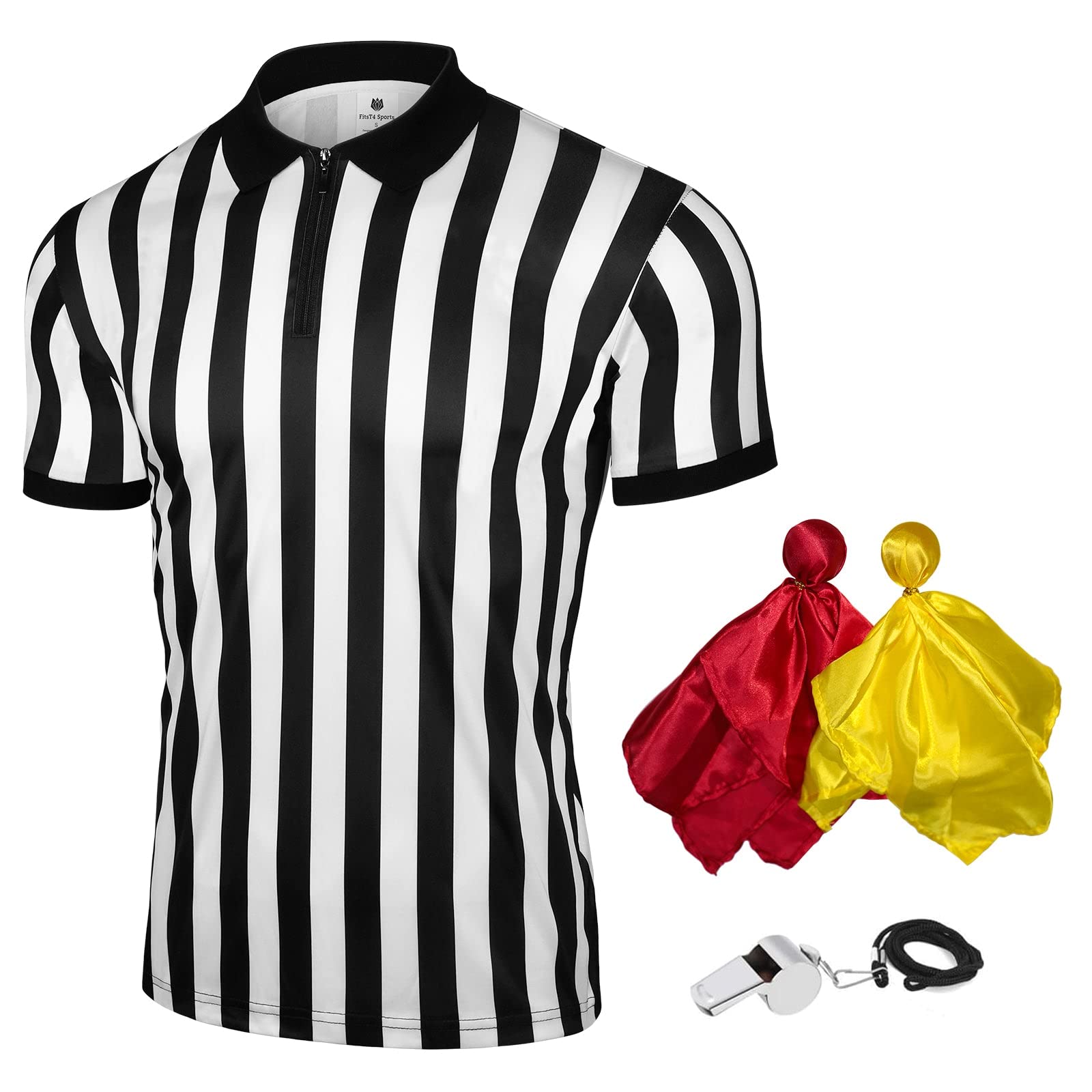 FitsT4 Mens Referee Shirt 4PCS Official Umpire Jersey with Yellow