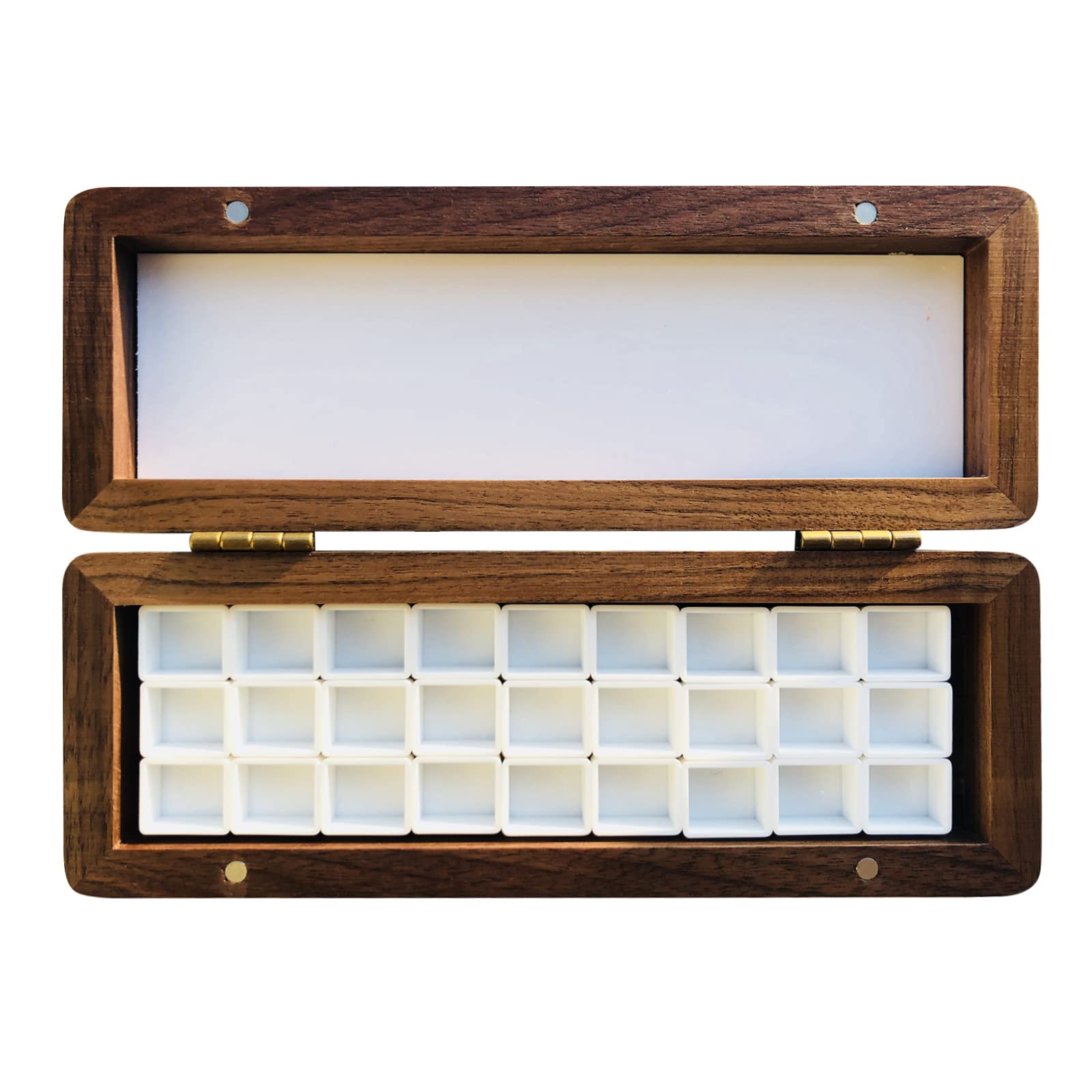 Csy Art Gallery Handmade Airtight Wooden Watercolor Palette Travel Paint  Tray Box With Acrylic Pallets And Half Pans Grid for Watercolor, Gouache,  Acrylic Paint (Walnut,Big Size) Walnut Big Size