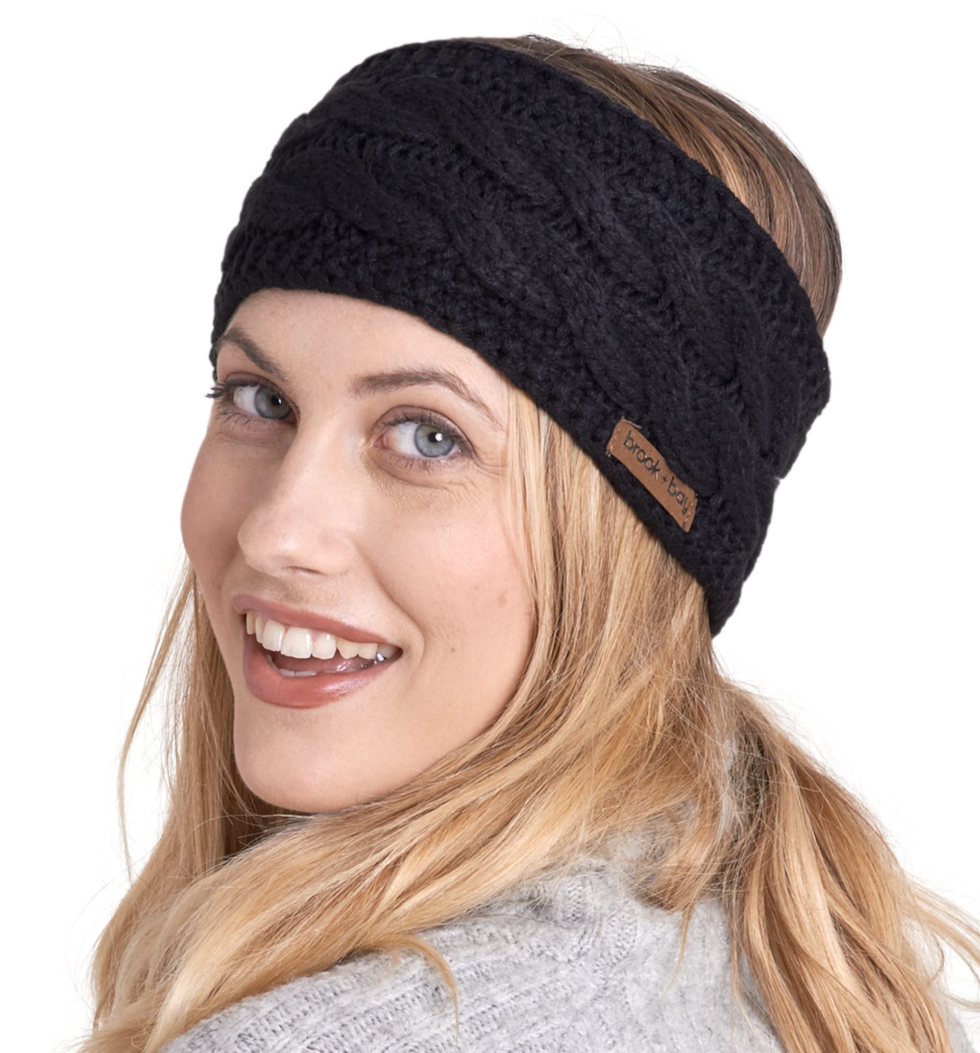 Brook + Bay Womens Winter Ear Warmer Headband - Fleece Lined Cable