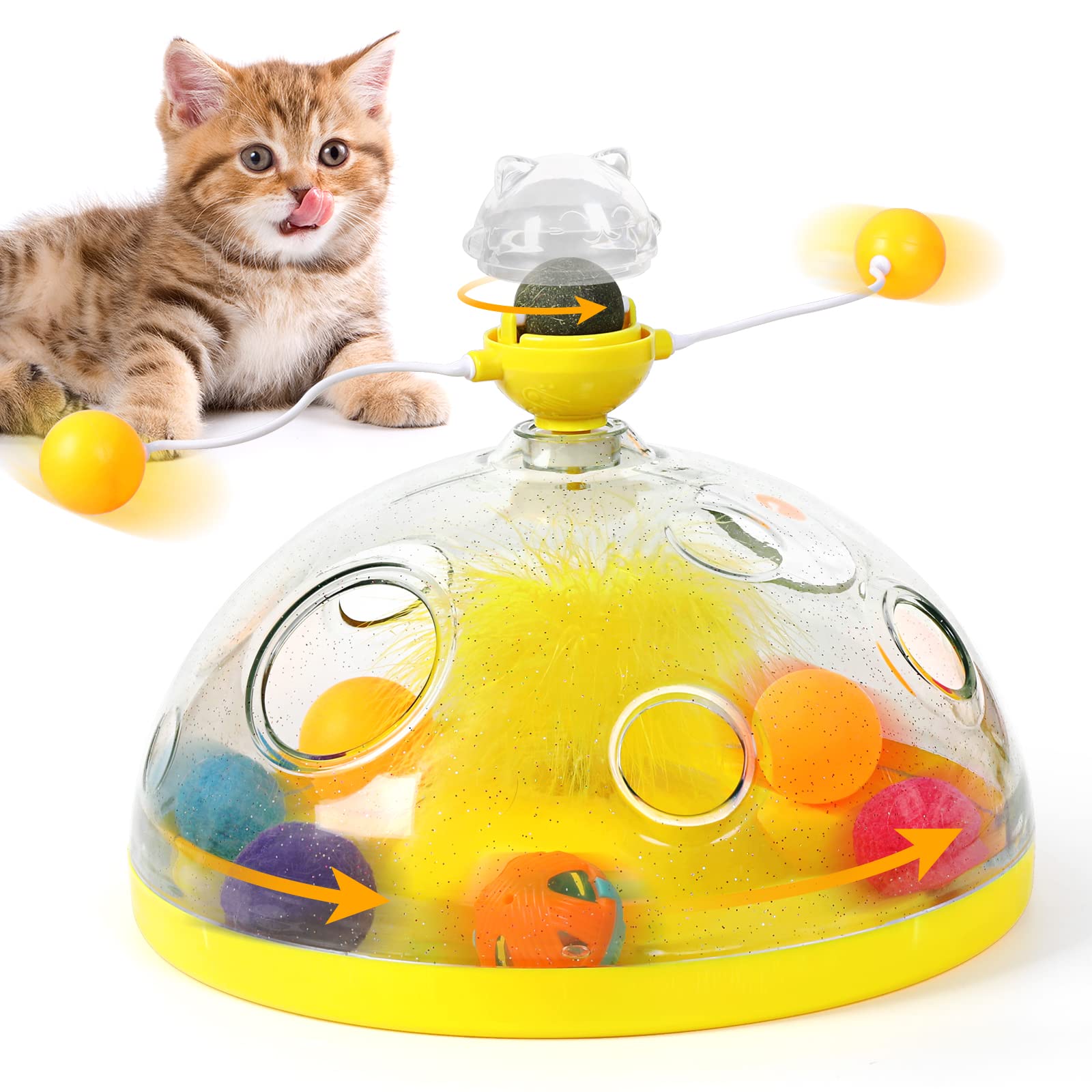 thumbnail image 2 of HEMOTON Cat Interactive Indoor Cats Electric Teaser Ball Baby 2 of 10