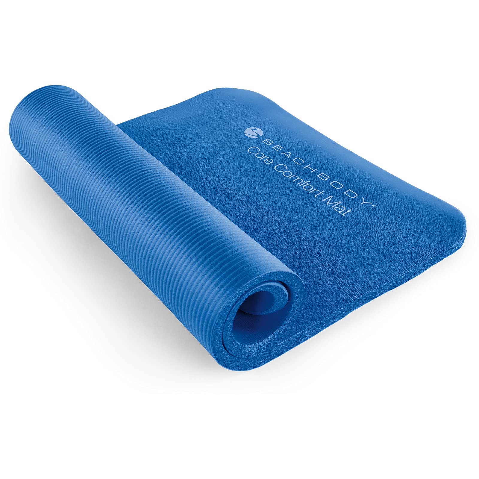 Beachbody Exercise Mat, Thick Foam Mat for Jumping, Fitness, Gym or Home  Workouts, Yoga, Ab workouts, Stretching, Weightlifting, Slip Resistant,  High Density & Ultra Durable Blue